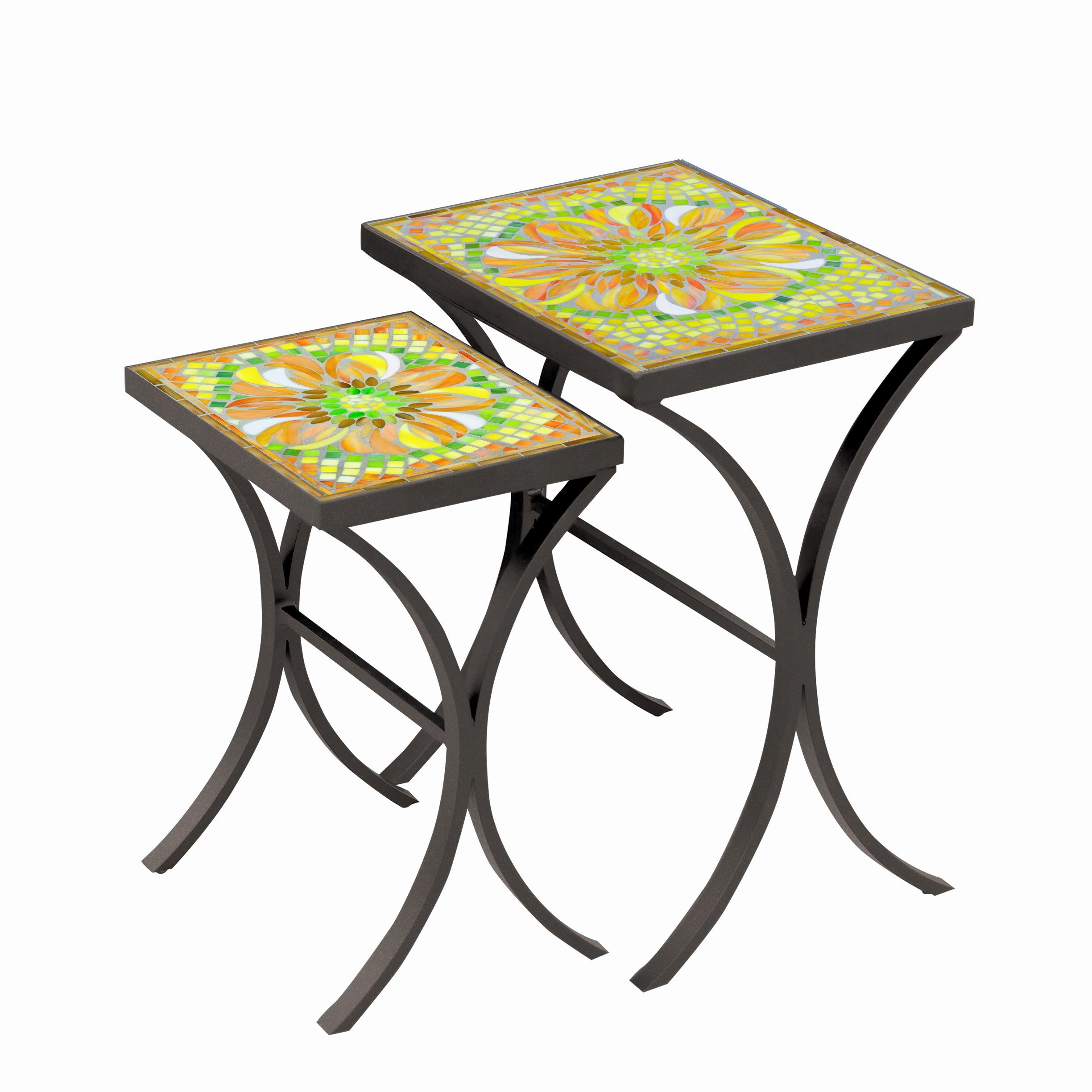 Mosaic Stone Top Nesting Tables