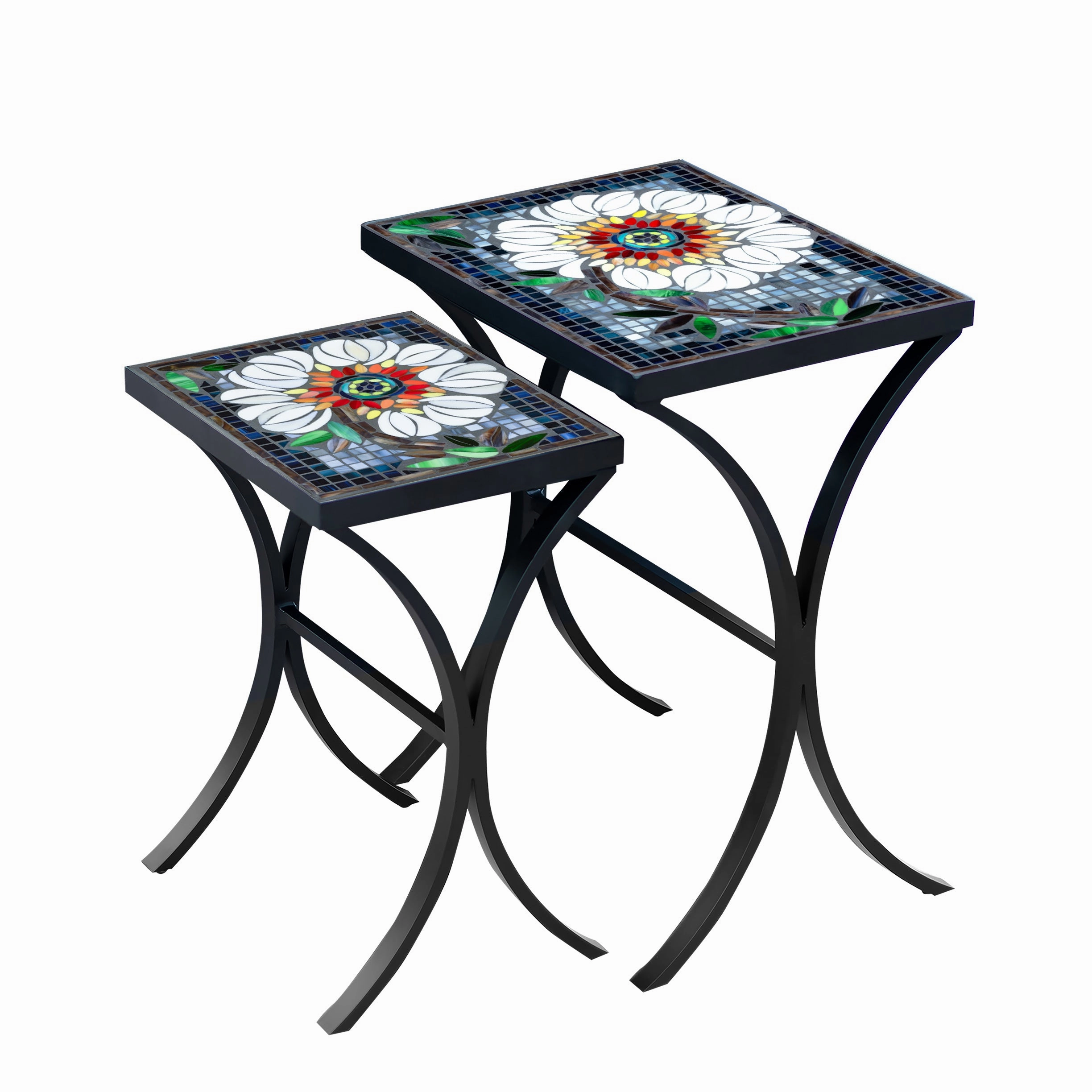 Mosaic Stone Top Nesting Tables