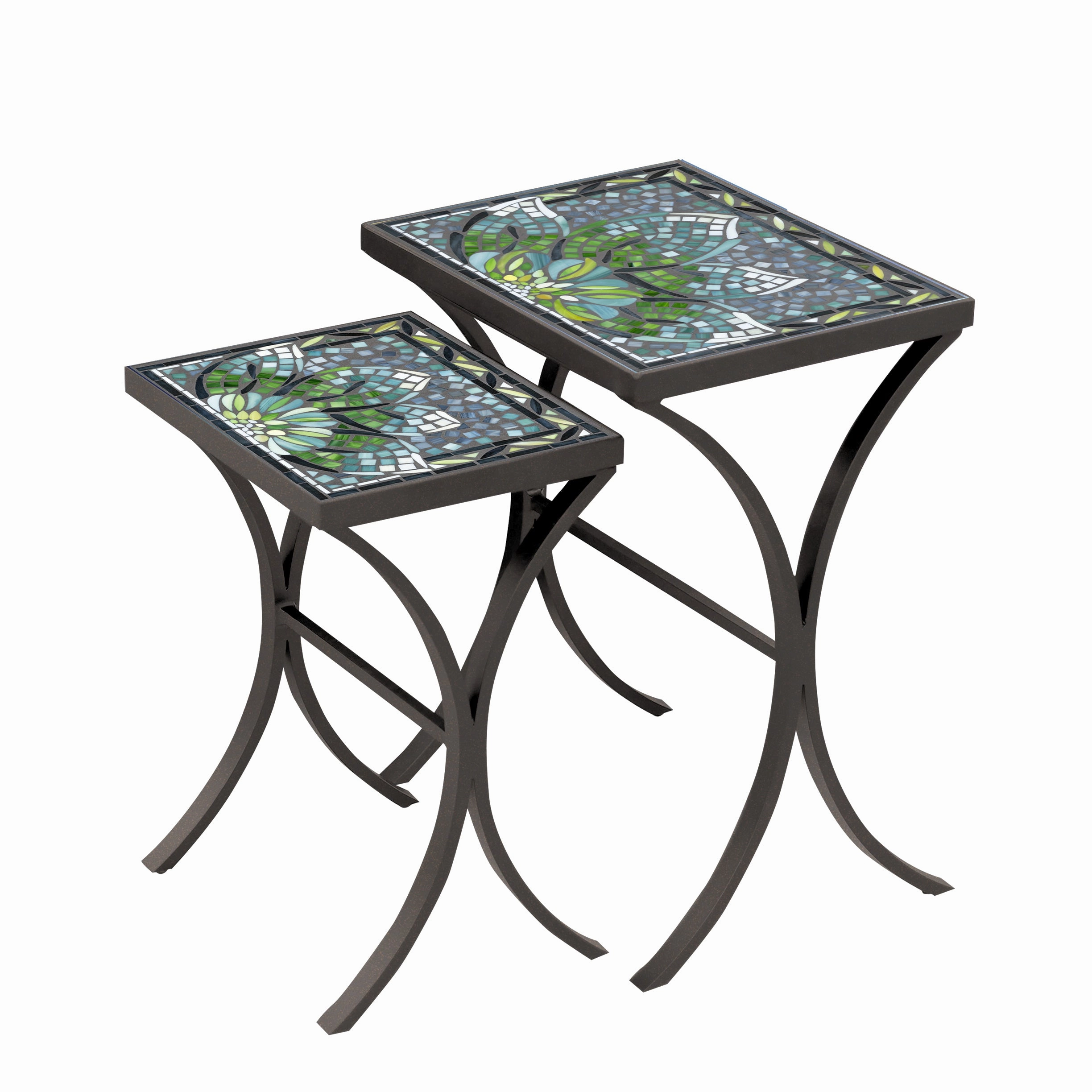 Mosaic Stone Top Nesting Tables