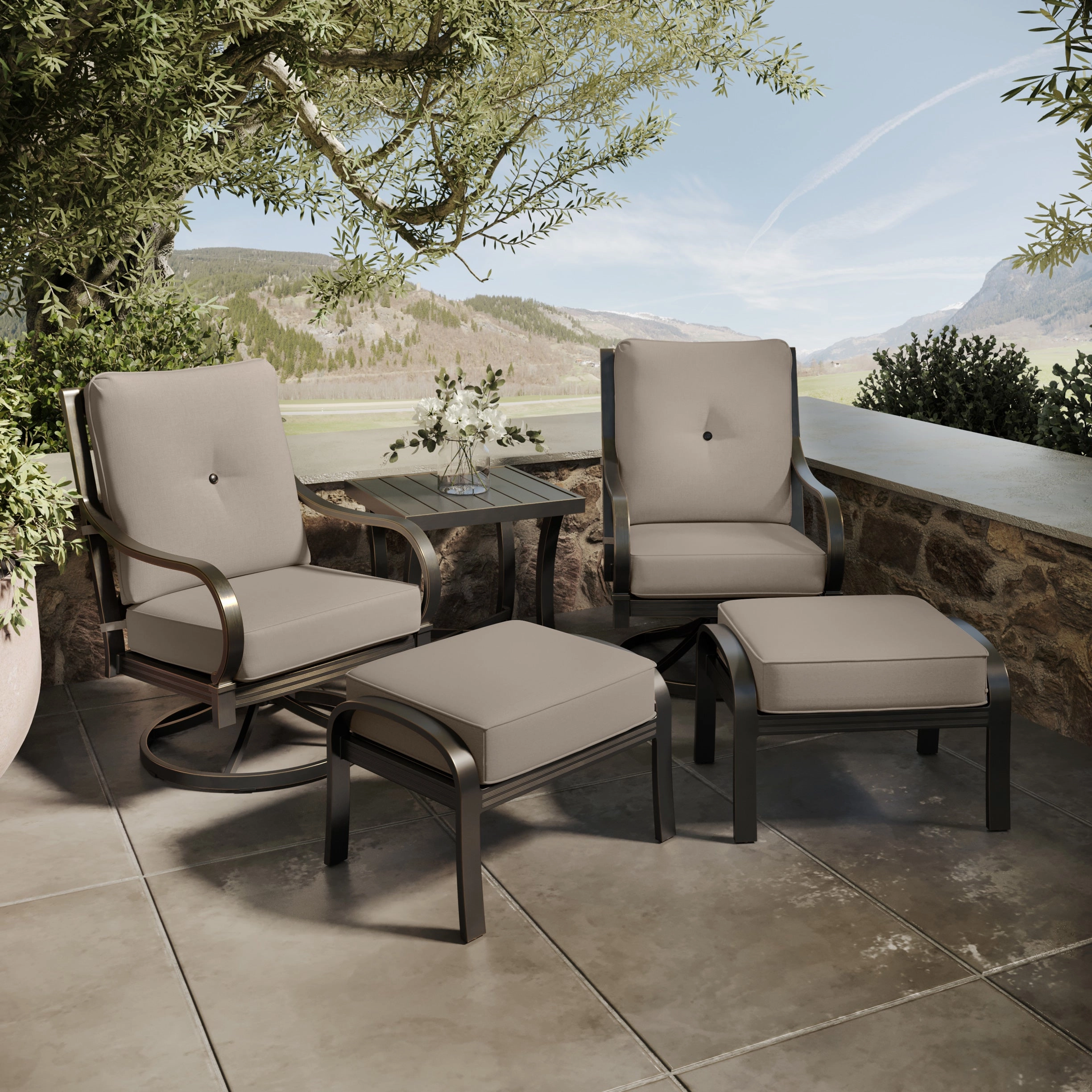 Napili 5 Piece High-Back Swivel Rocker Ottoman Set
