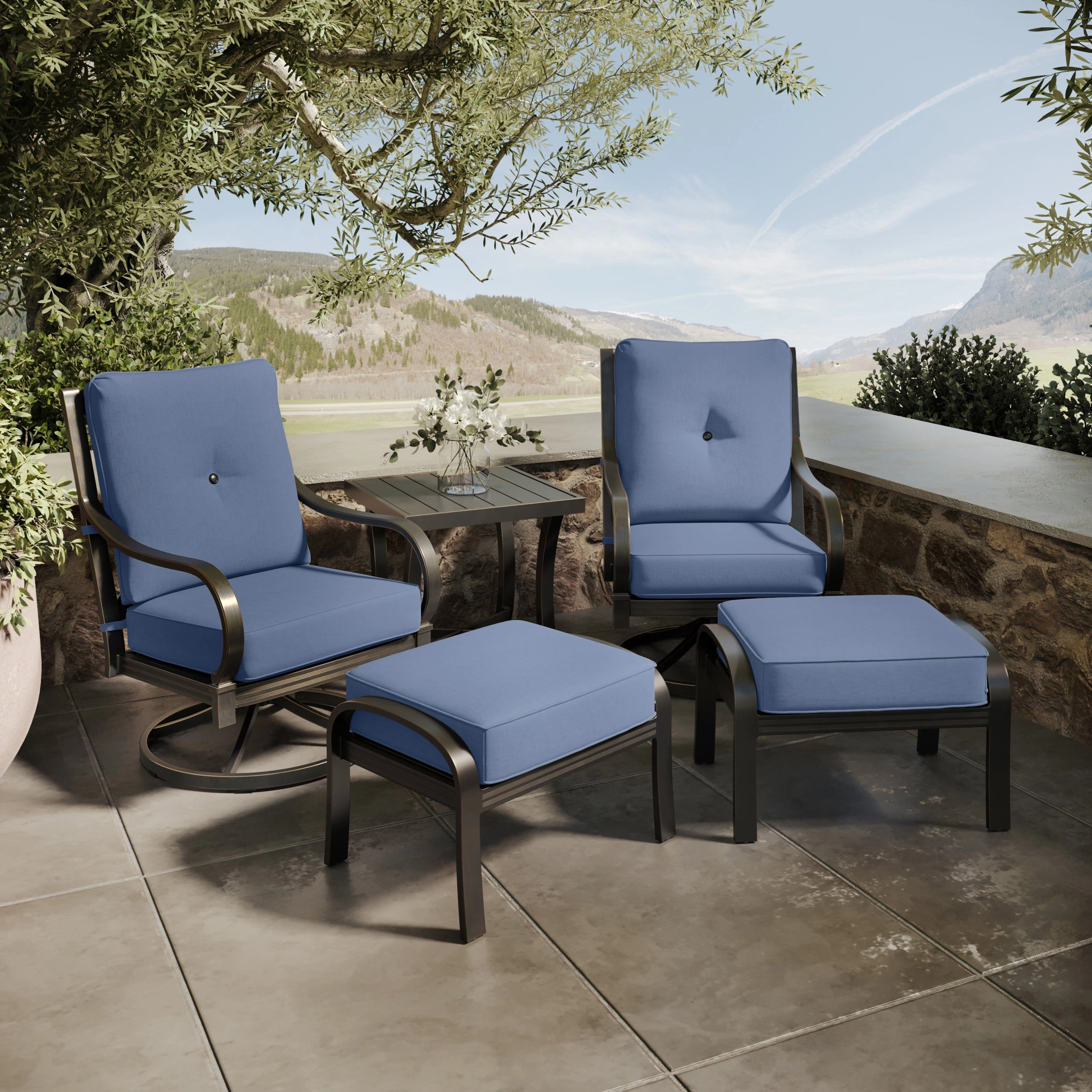 Napili 5 Piece High-Back Swivel Rocker Ottoman Set