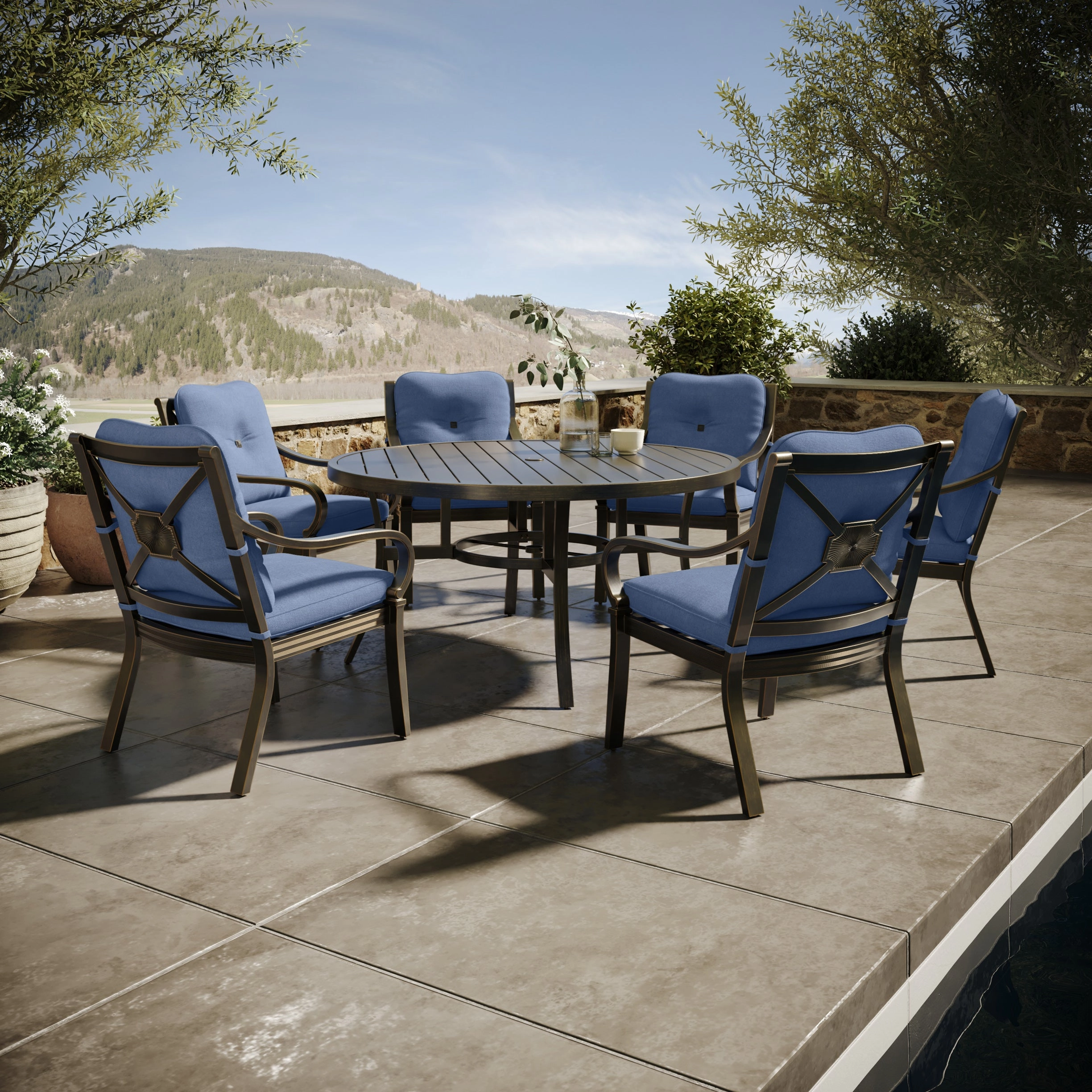 Napili 7 Piece Dining Set - 6 Dining Chairs 60" Round Table