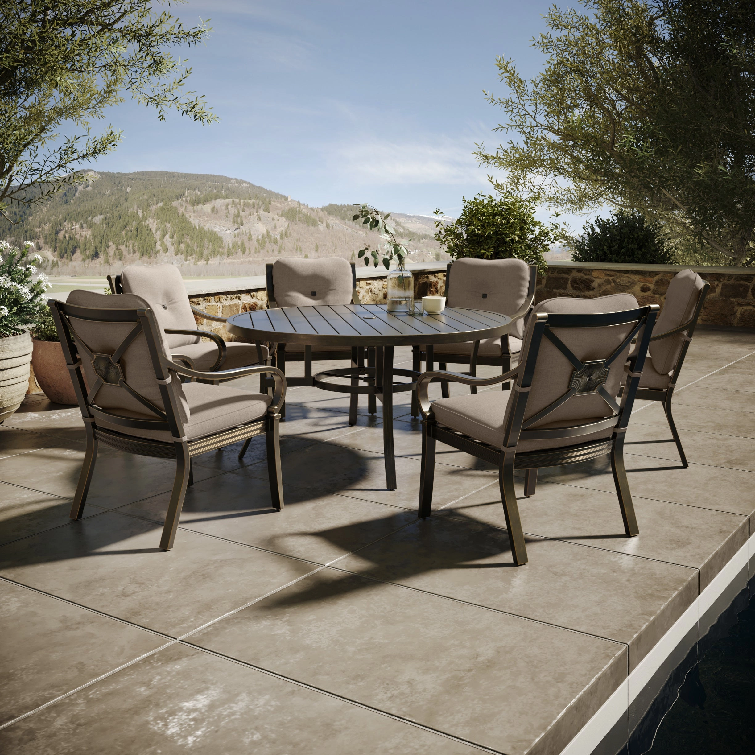 Napili 7 Piece Dining Set - 6 Dining Chairs 60" Round Table