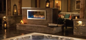 Napoleon Galaxy See Through Outdoor Fireplace GSS48stone-look outdoor patio fireplace