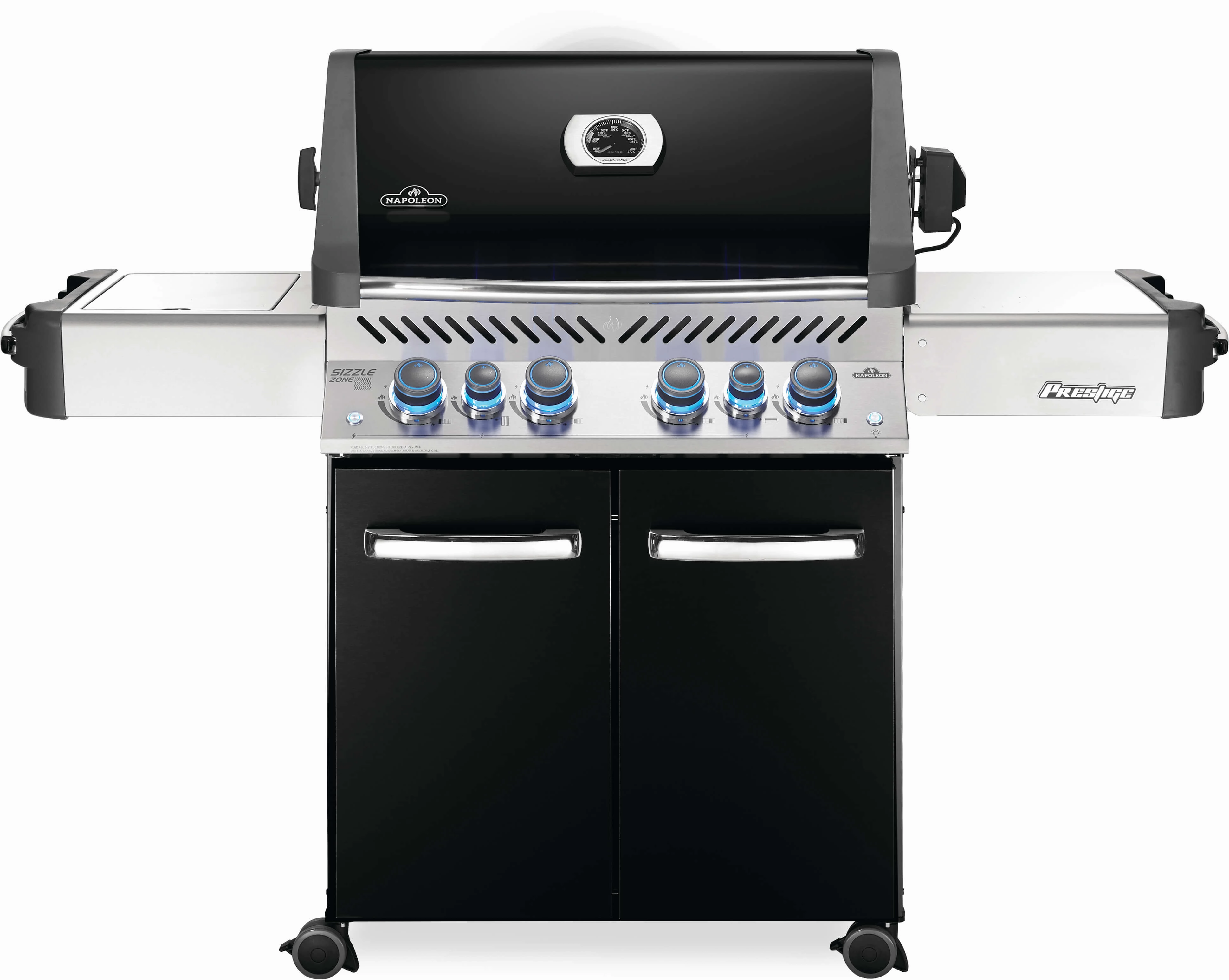 Napoleon Prestige 500 RSIB Black Natural Gas Grill w/ Infrared Side & Rear Burners P500RSIBNK-3 large capacity charcoal BBQ grills