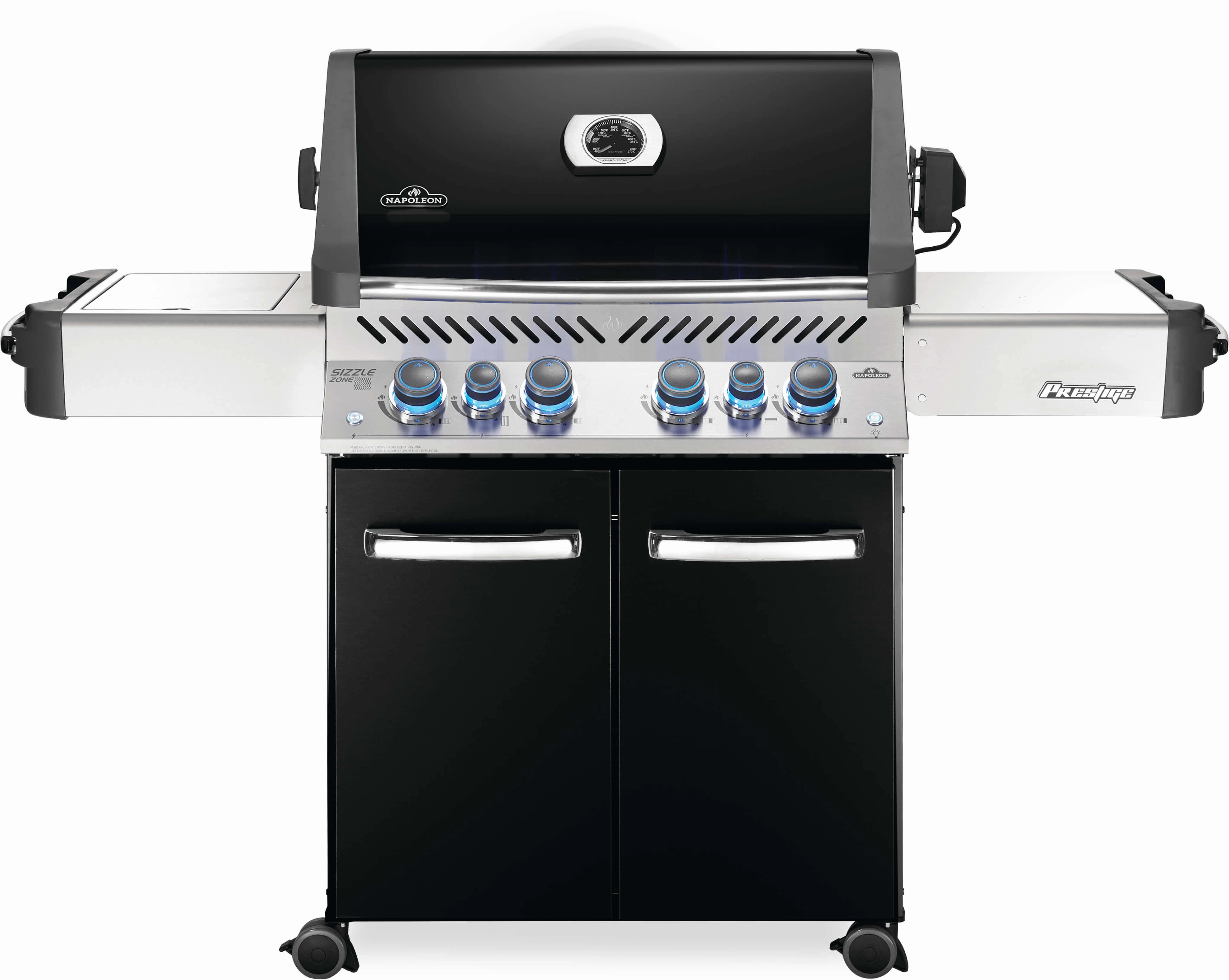 Napoleon Prestige 500 RSIB Black Natural Gas Grill w/ Infrared Side & Rear Burners P500RSIBNK-3 professional outdoor BBQ grill set