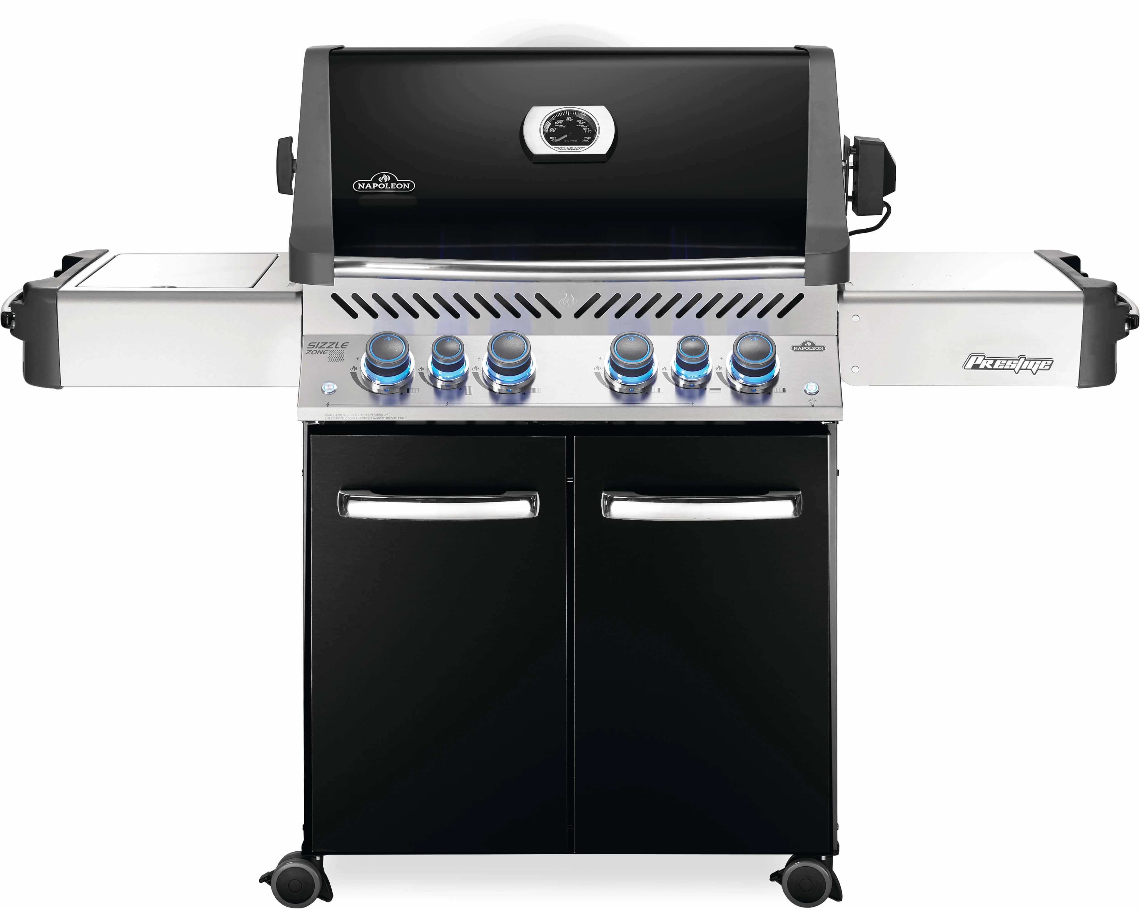 Napoleon Prestige 500 RSIB Black Propane Gas Grill w/ Infrared Side & Rear Burners P500RSIBPK-3 professional outdoor BBQ grill set