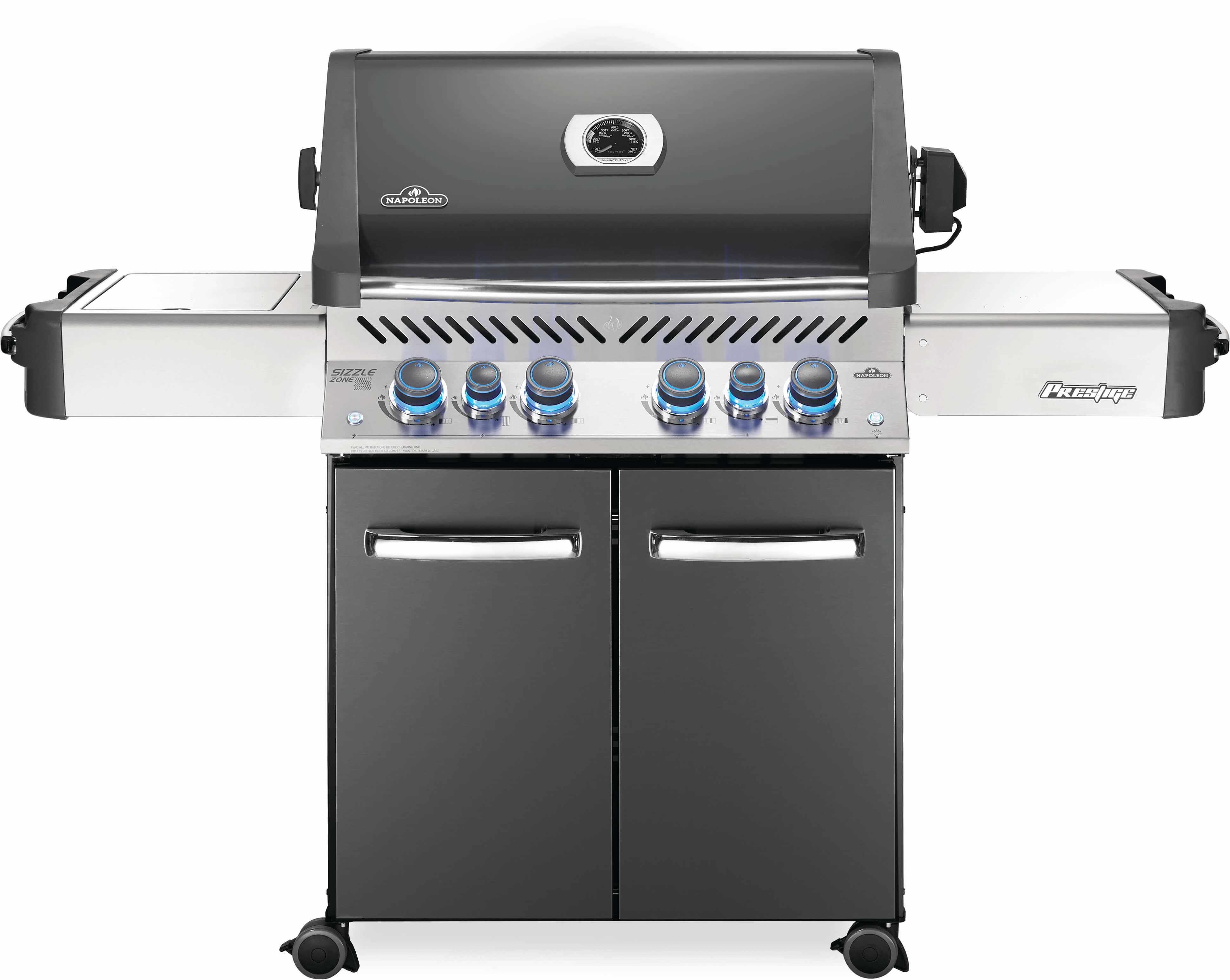 Napoleon Prestige 500 RSIB Gray Natural Gas Grill w/ Infrared Side & Rear Burners P500RSIBNCH-3 large capacity charcoal BBQ grills