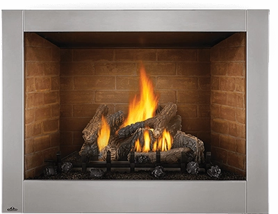 Napoleon Riverside 42 Clean Face Outdoor Gas Fireplace GSS42stone-look outdoor patio fireplace