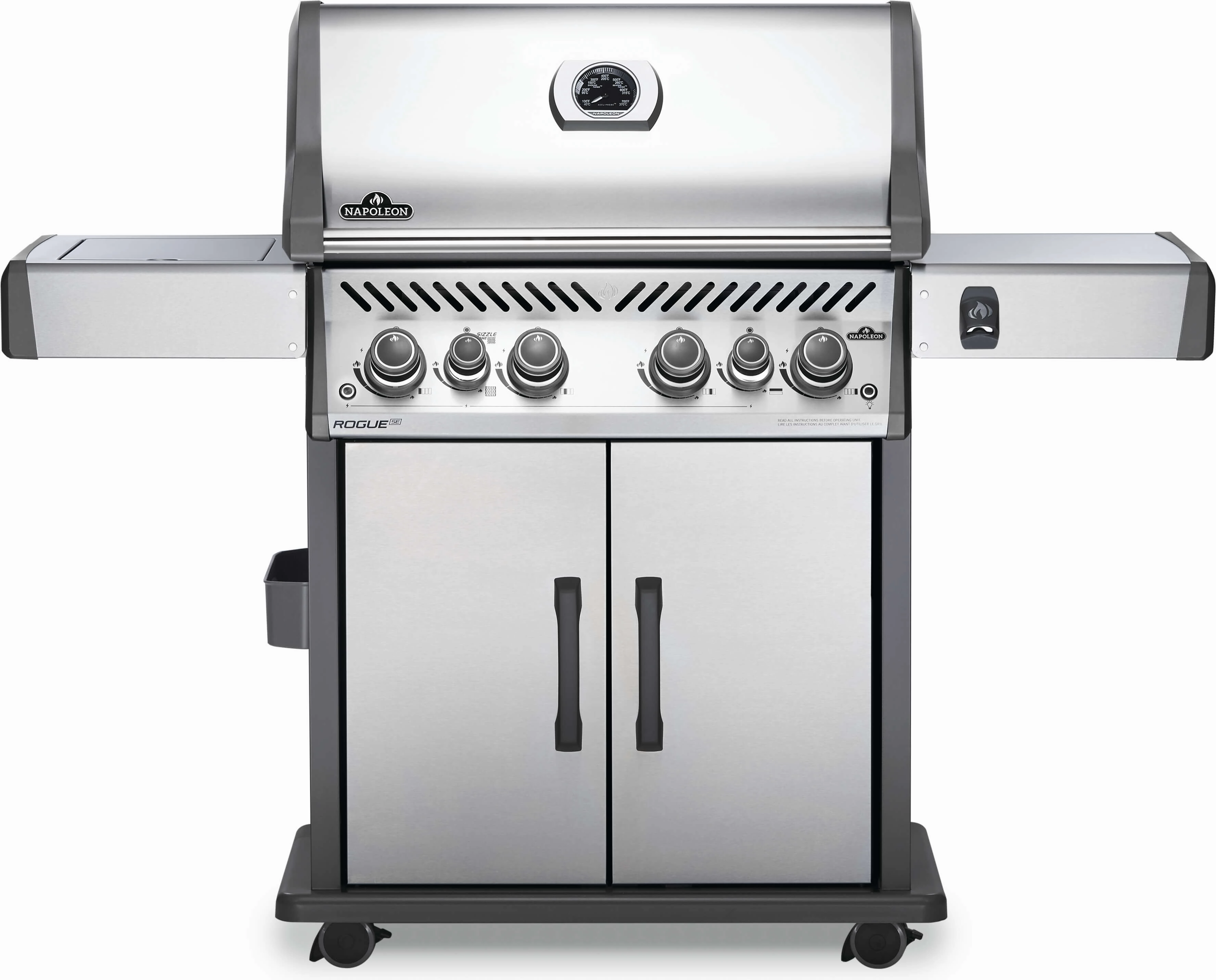 Napoleon Rogue SE 525 4-Burner 76,500 BTU Propane Gas Grill with Infrared Side Burner and Rear Burners - RSE525RSIBPSS-1 outdoor griddle for camping trips