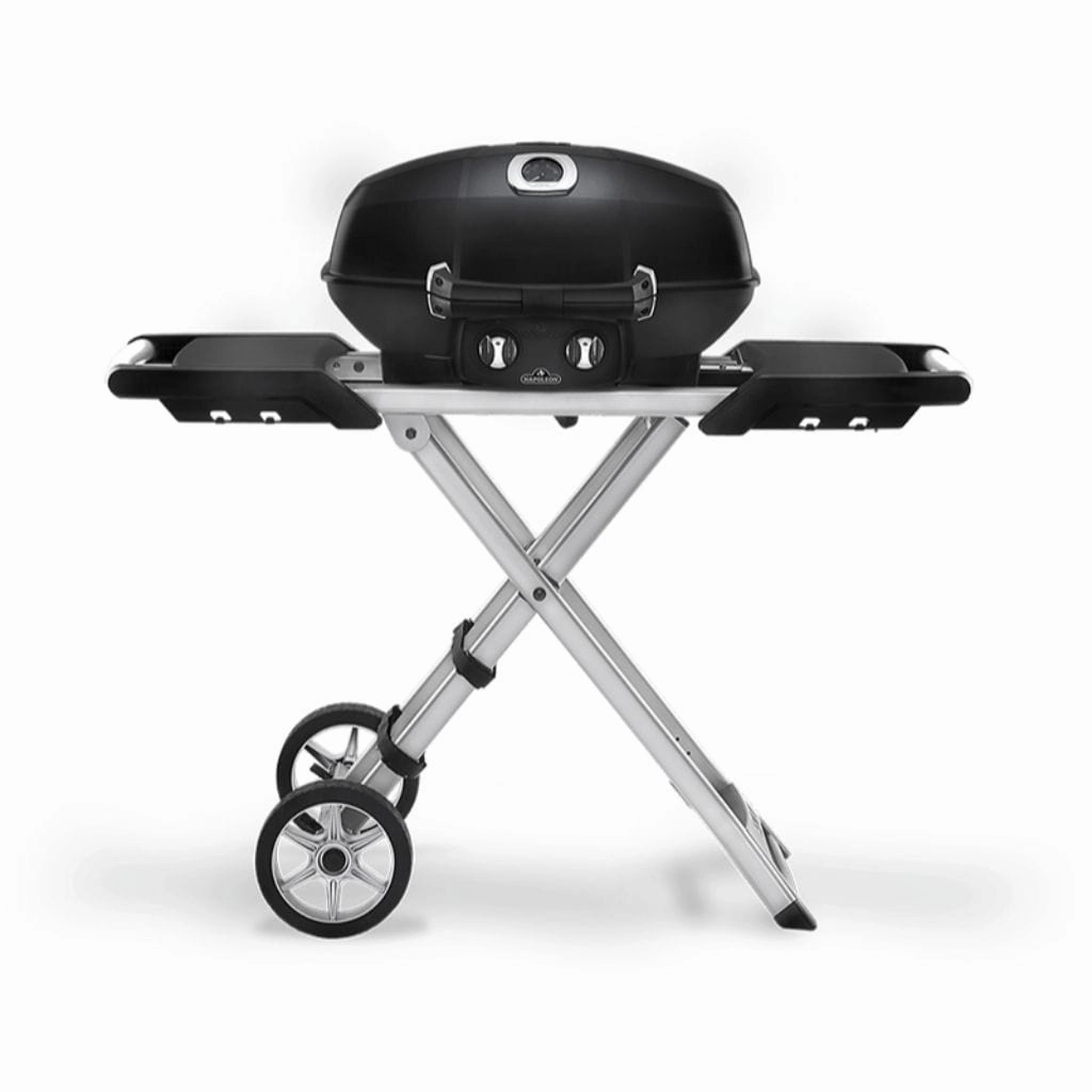 Napoleon TravelQ Pro with Scissor Cart Liquid Propane Portable Gas Grill PRO285X-BK professional outdoor BBQ grill set