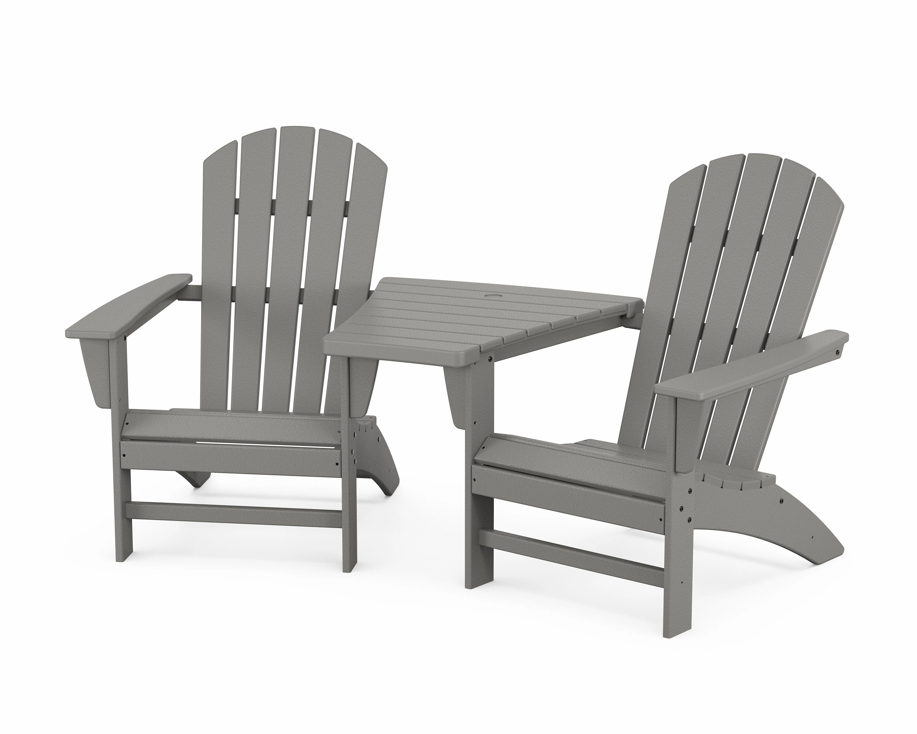Nautical 3-Piece Adirondack Set with Angled Connecting Tableoutdoor patio dining furniture set