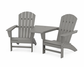 Nautical 3-Piece Adirondack Set with Angled Connecting Tableoutdoor patio dining furniture set