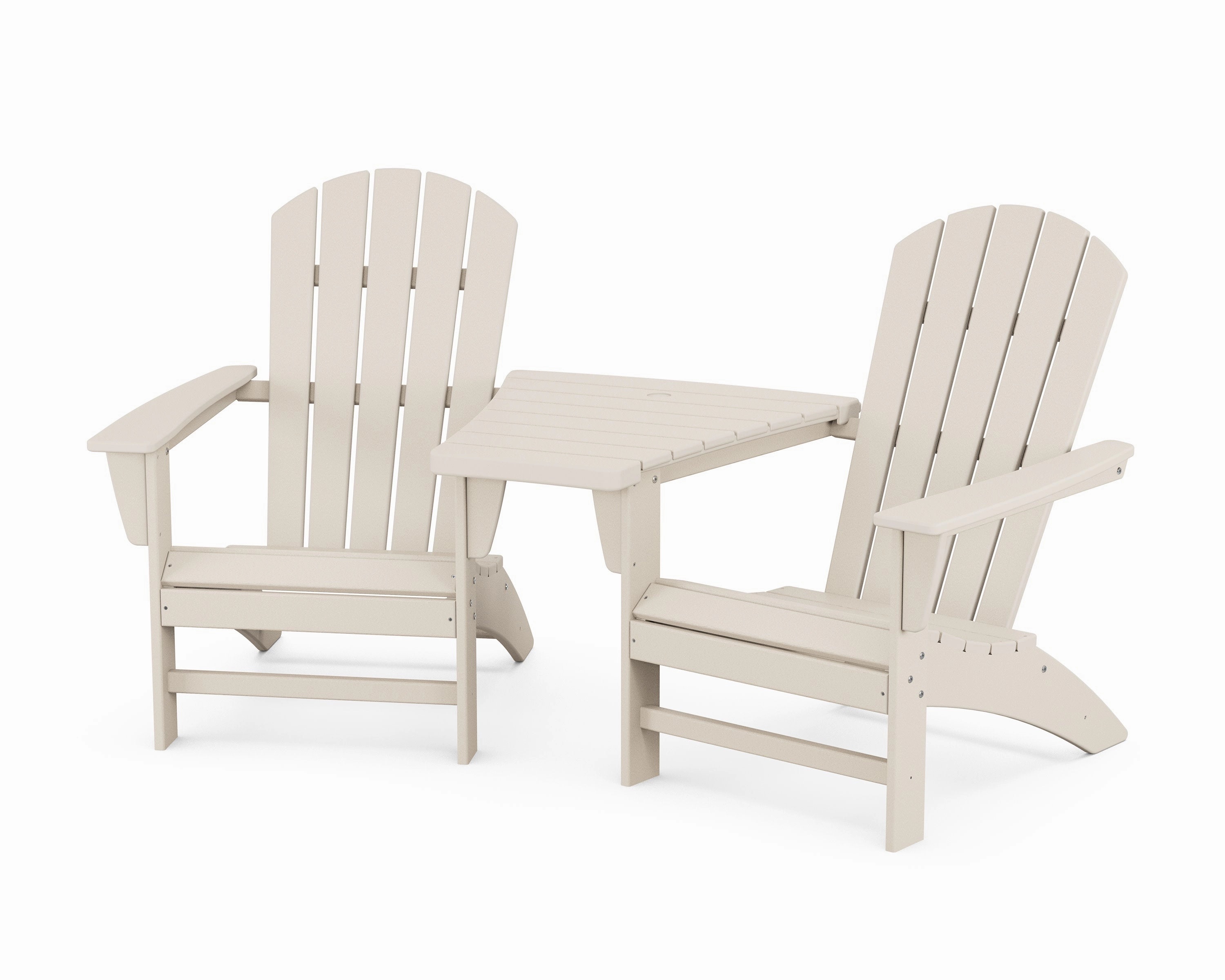 Nautical 3-Piece Adirondack Set with Angled Connecting Table