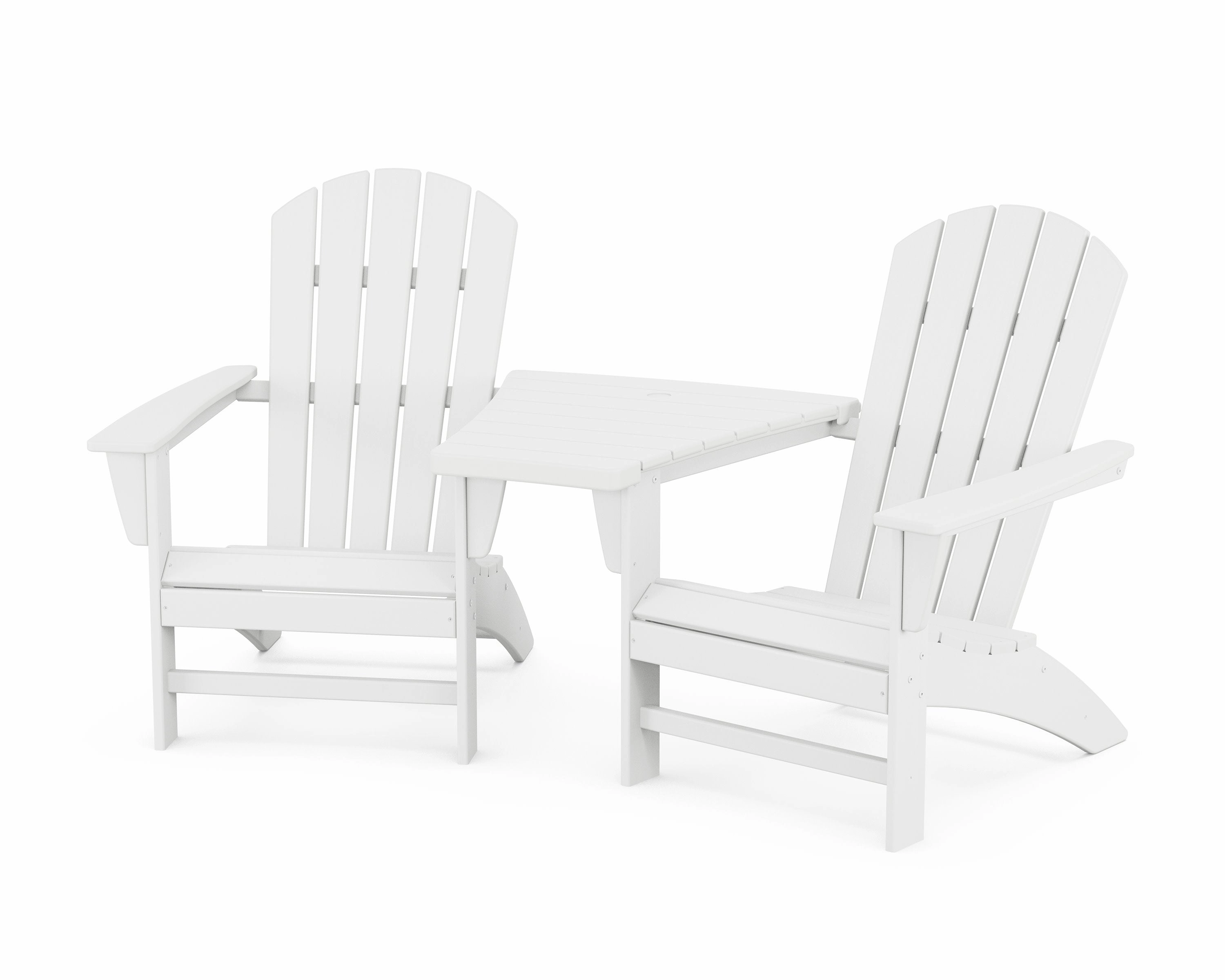 Nautical 3-Piece Adirondack Set with Angled Connecting Table