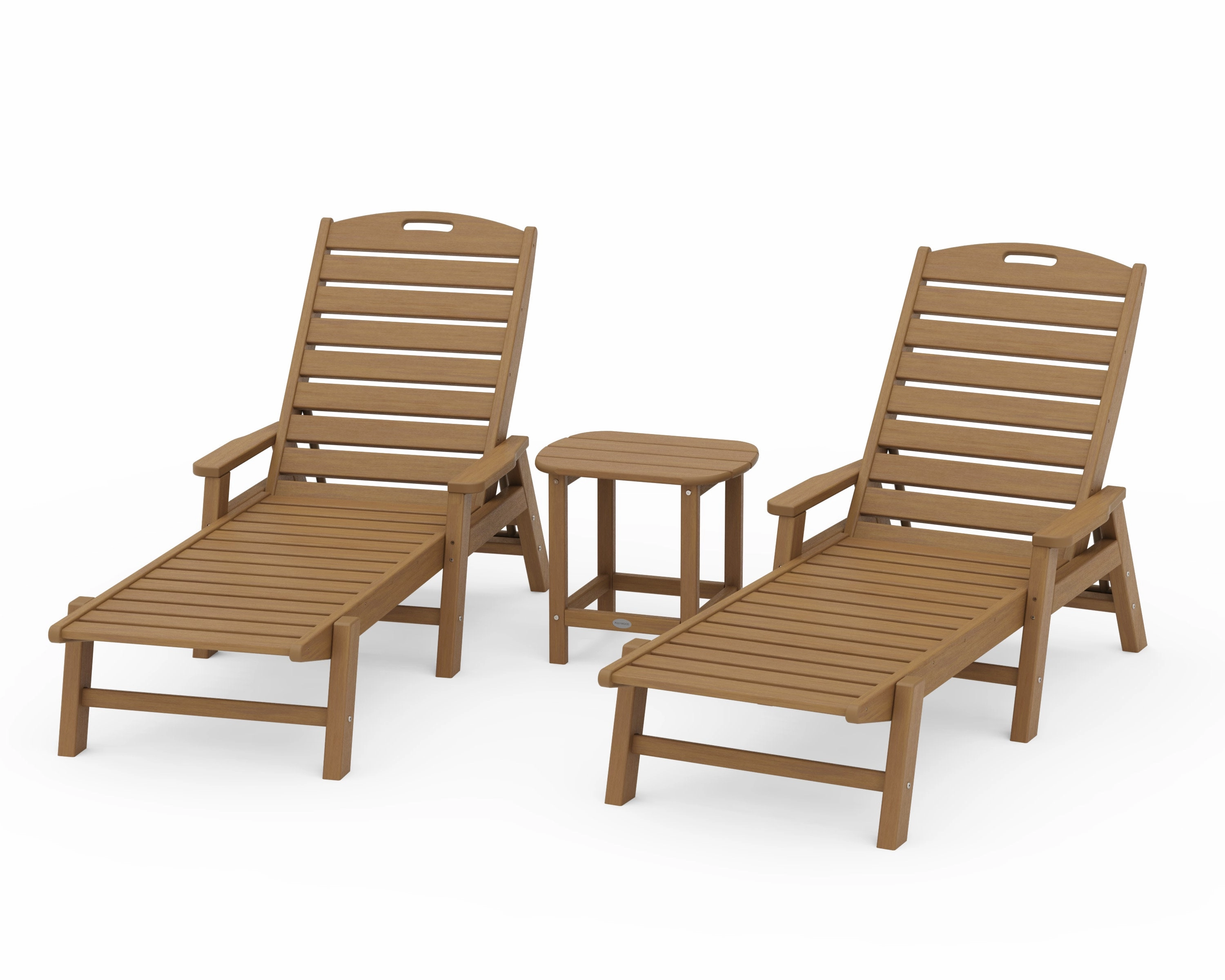 Nautical 3-Piece Chaise Lounge with Arms Set with South Beach 18" Side Table