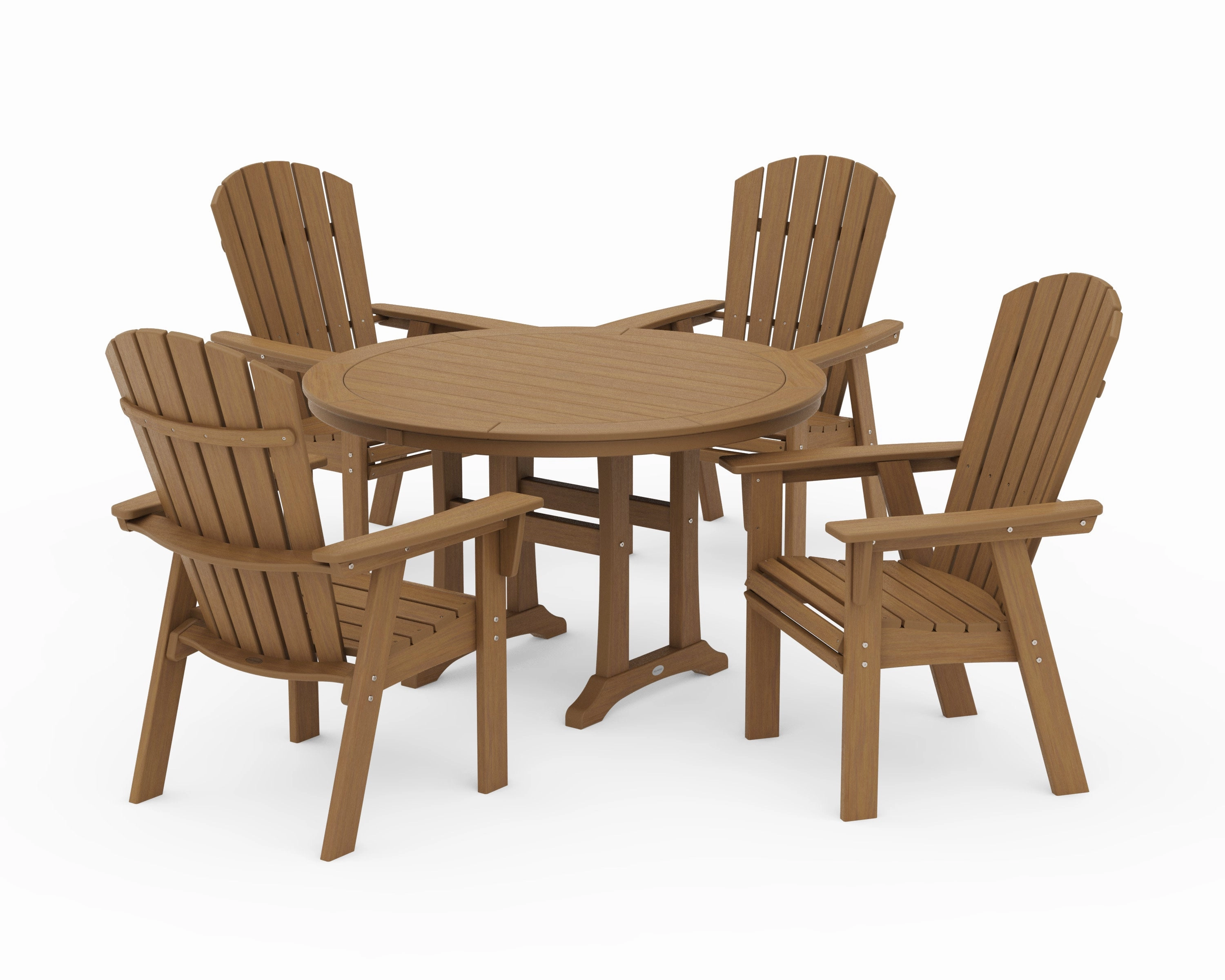 Nautical Curveback Adirondack 5-Piece Round Dining Set with Trestle Legs