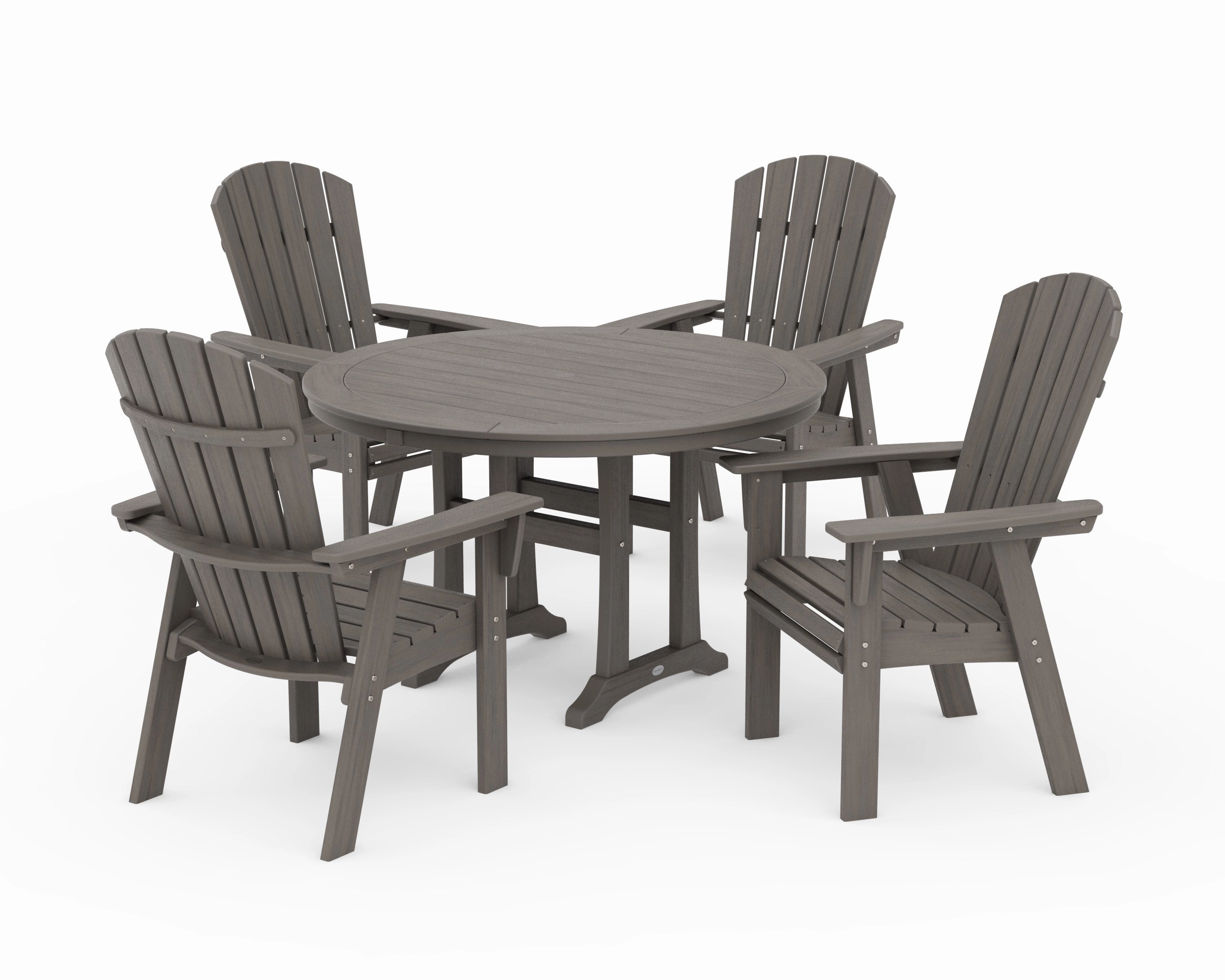 Nautical Curveback Adirondack 5-Piece Round Dining Set with Trestle Legs