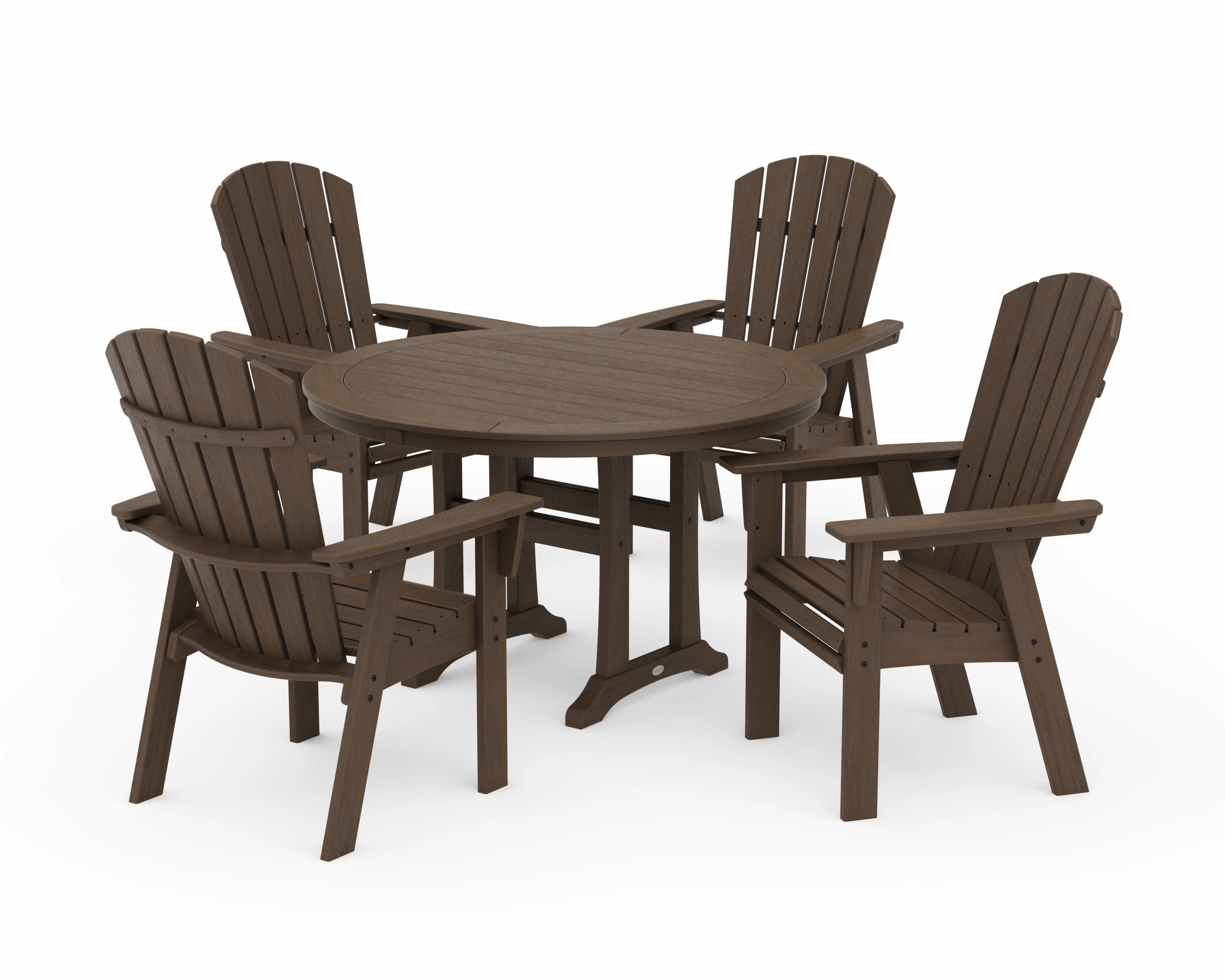 Nautical Curveback Adirondack 5-Piece Round Dining Set with Trestle Legs