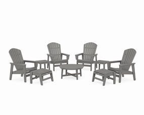 Nautical Grand Upright Adirondack 9-Piece Conversation Setoutdoor patio dining furniture set