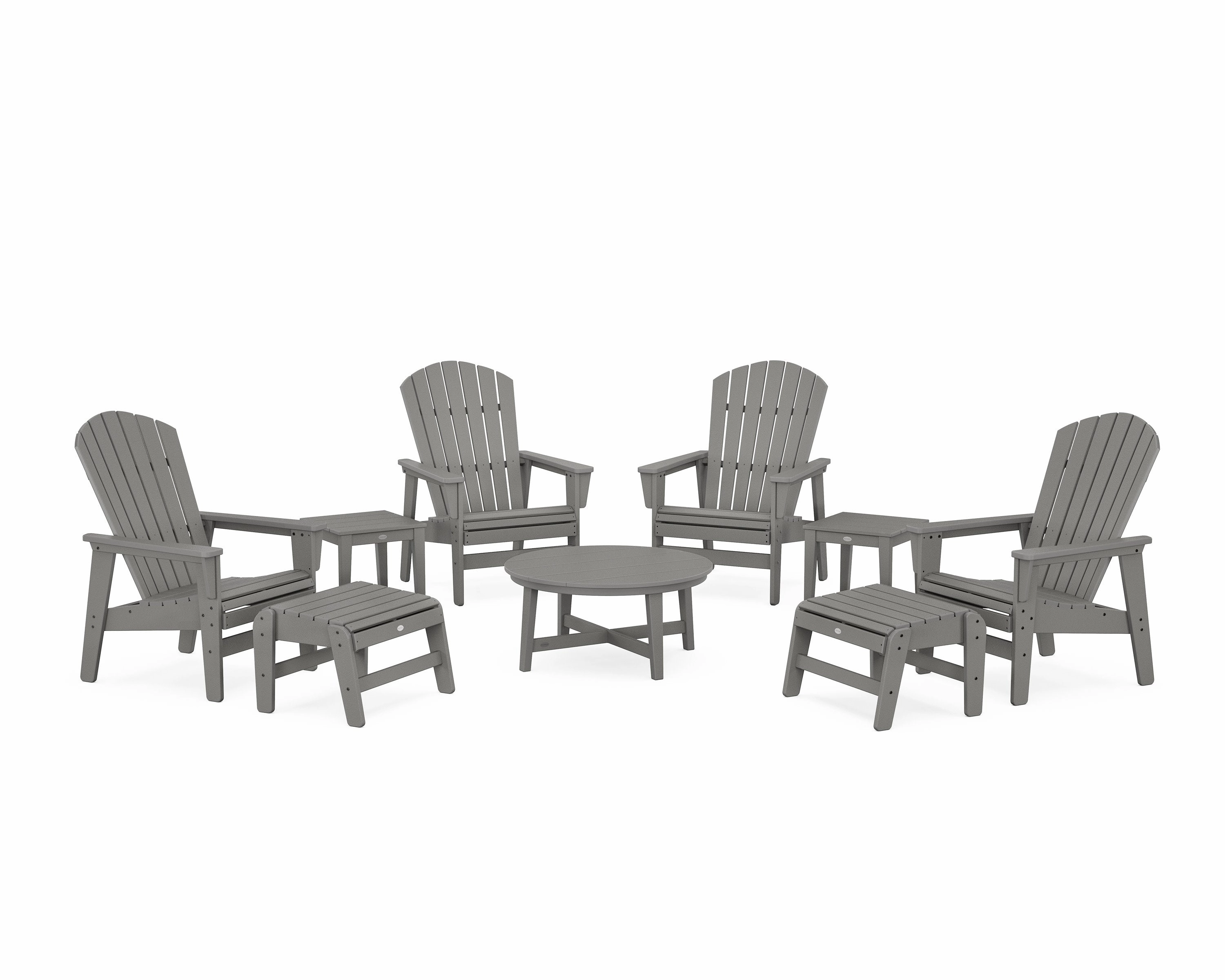 Nautical Grand Upright Adirondack 9-Piece Conversation Setoutdoor patio dining furniture set