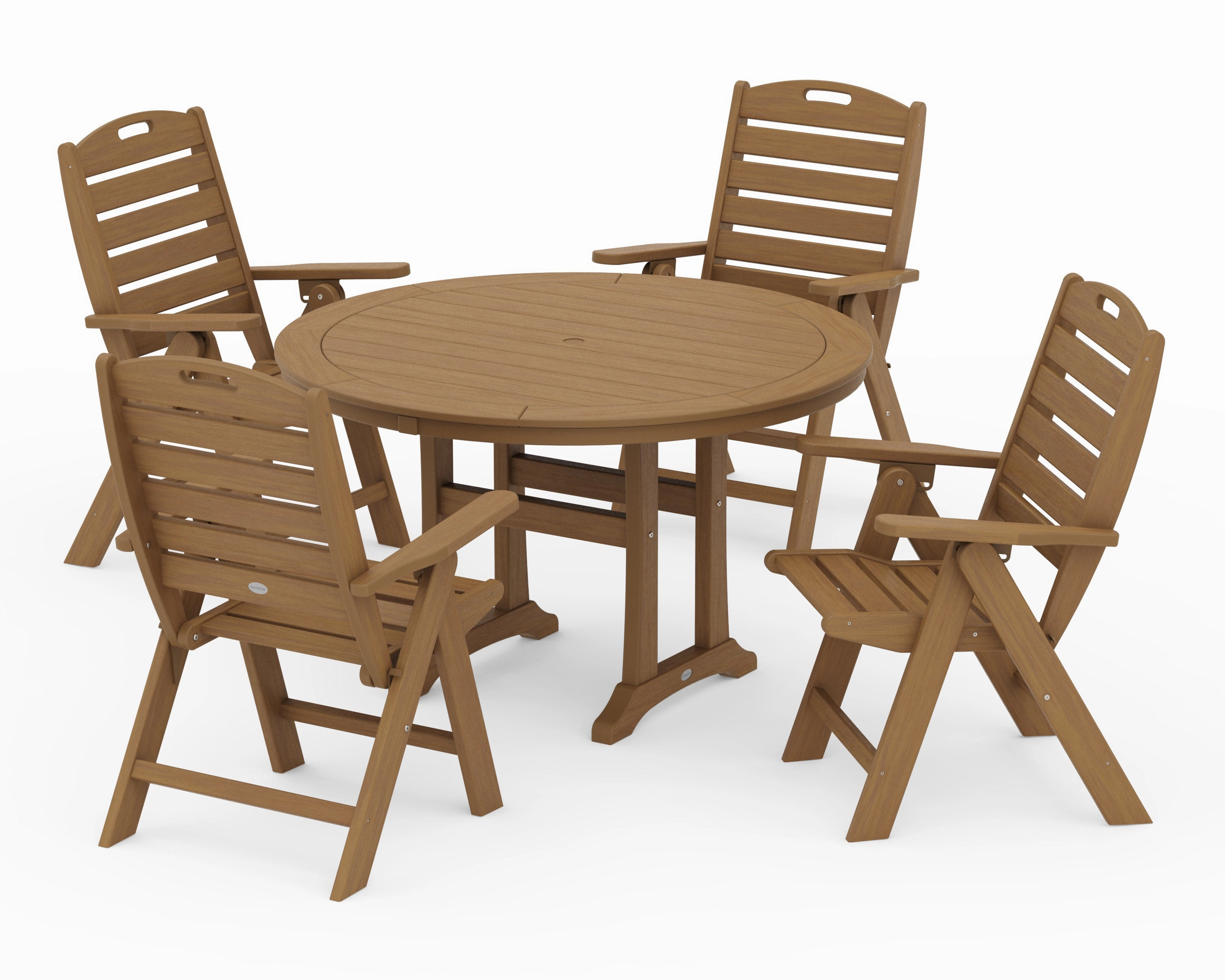 Nautical Highback Chair 5-Piece Round Dining Set with Trestle Legs