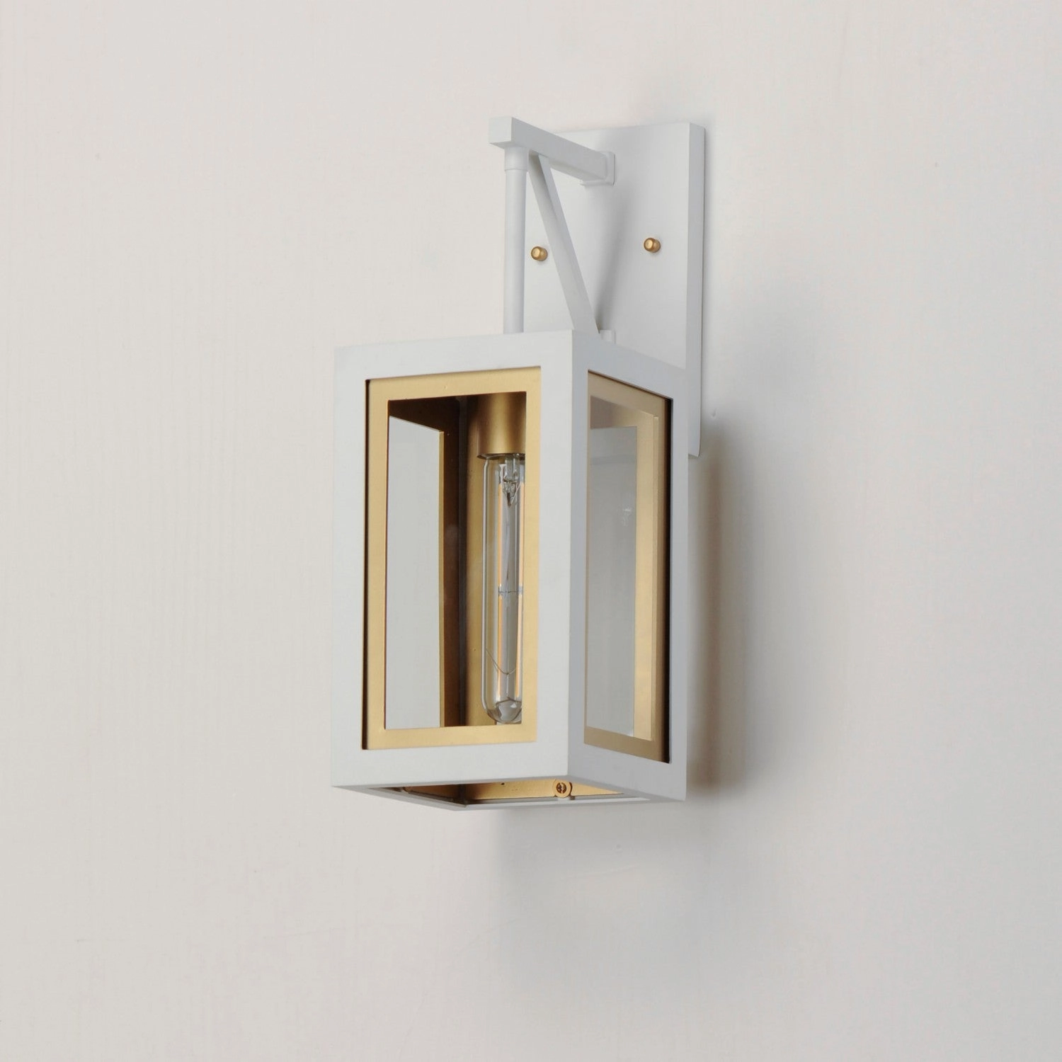 Neoclass One Light Outdoor Wall Sconce White/Gold