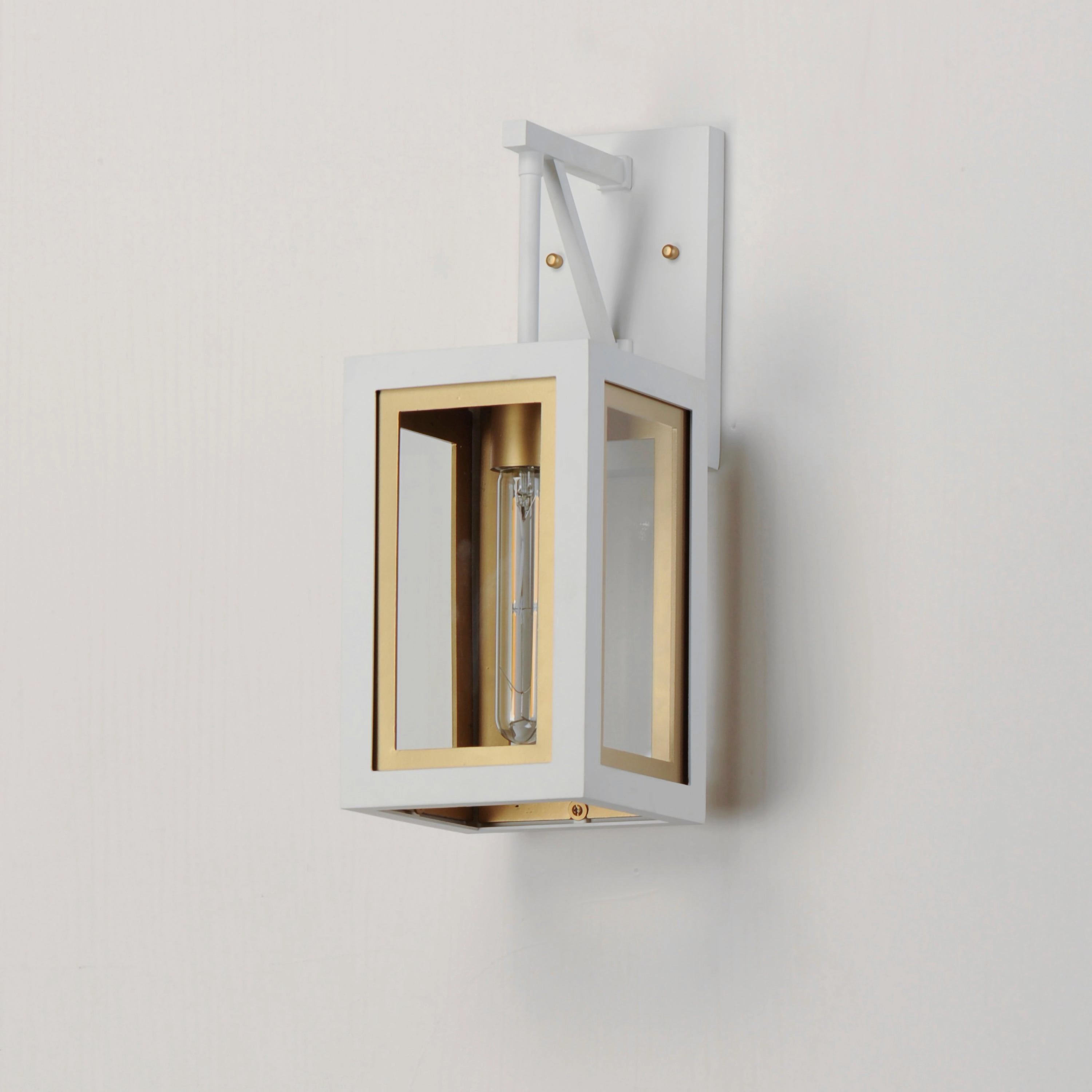 Neoclass One Light Outdoor Wall Sconce White/Gold