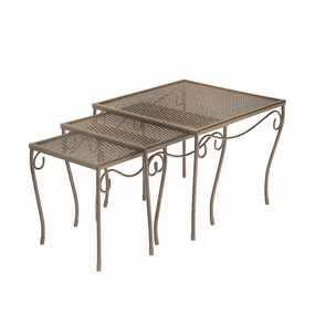 Nesting Square End Table Set - Mesh Topoutdoor coffee table for patio or lounge
