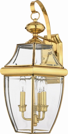 Newbury Three Light Outdoor Wall Lantern Polished BrassOutdoor wall sconces with motion sensor