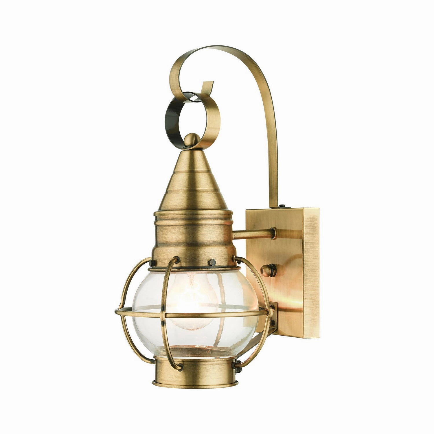 Newburyport One Light Outdoor Wall Lantern Antique Brass