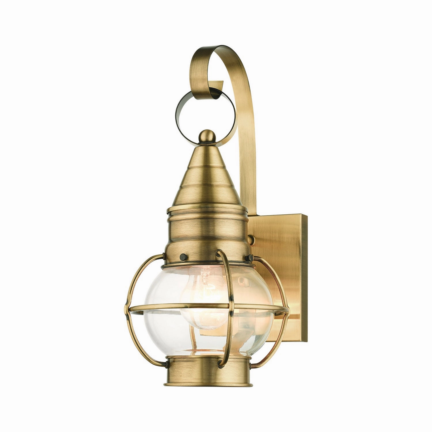 Newburyport One Light Outdoor Wall Lantern Antique Brass