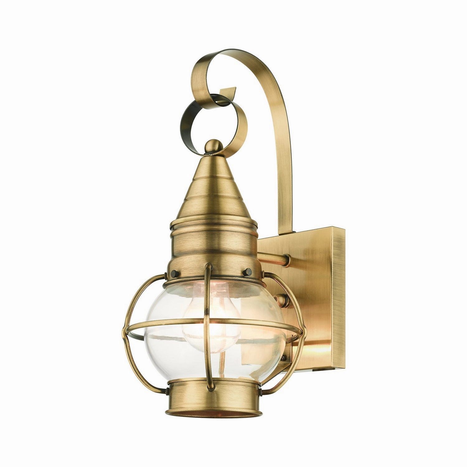 Newburyport One Light Outdoor Wall Lantern Antique Brass
