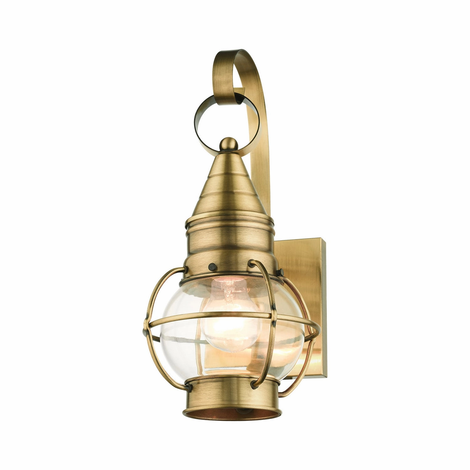 Newburyport One Light Outdoor Wall Lantern Antique Brass
