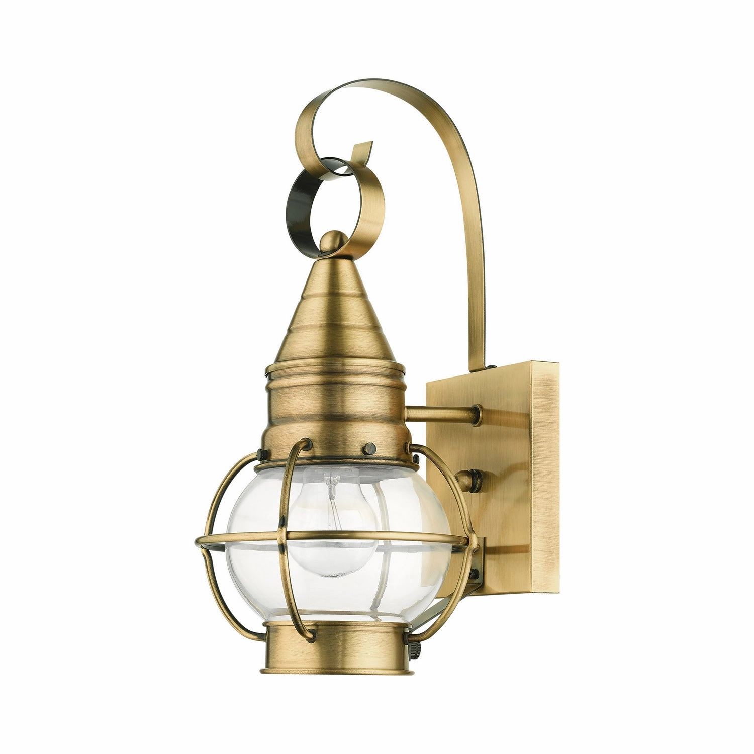 Newburyport One Light Outdoor Wall Lantern Antique Brass