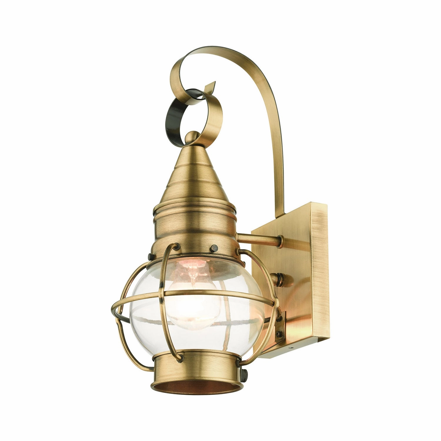 Newburyport One Light Outdoor Wall Lantern Antique Brass