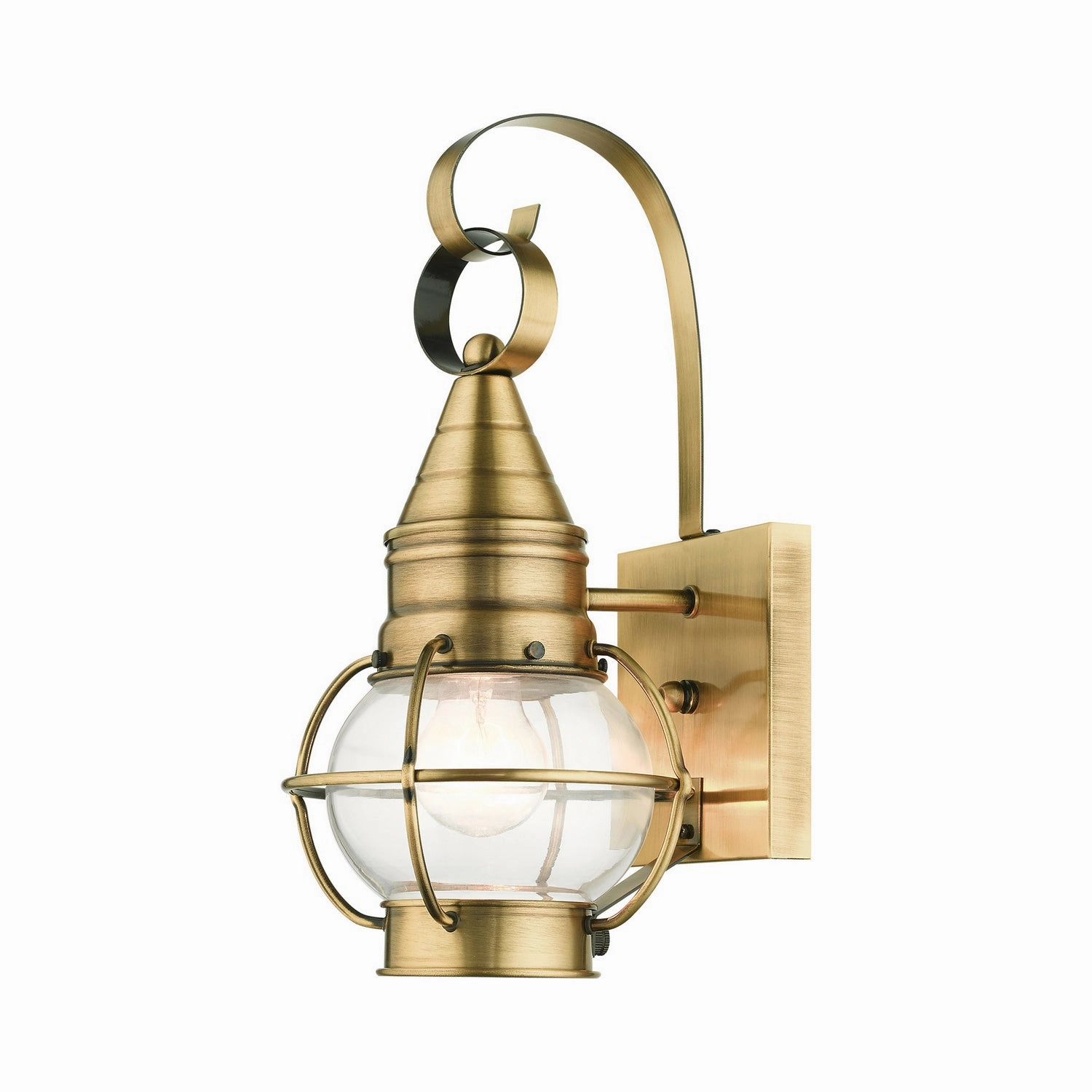 Newburyport One Light Outdoor Wall Lantern Antique BrassOutdoor wall sconces with motion sensor