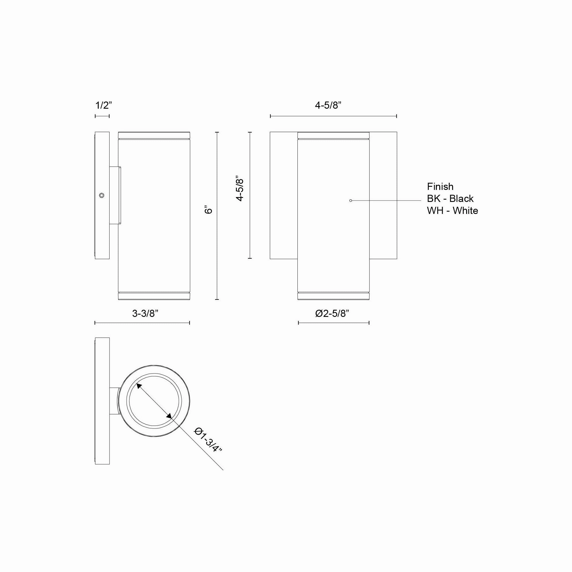 Nordic 6" (2" Dia.) LED Exterior Wall
