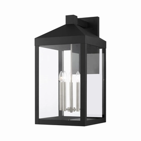 Nyack Five Light Outdoor Wall Lantern Black w/ Brushed Nickel ClusterOutdoor wall sconces with motion sensor