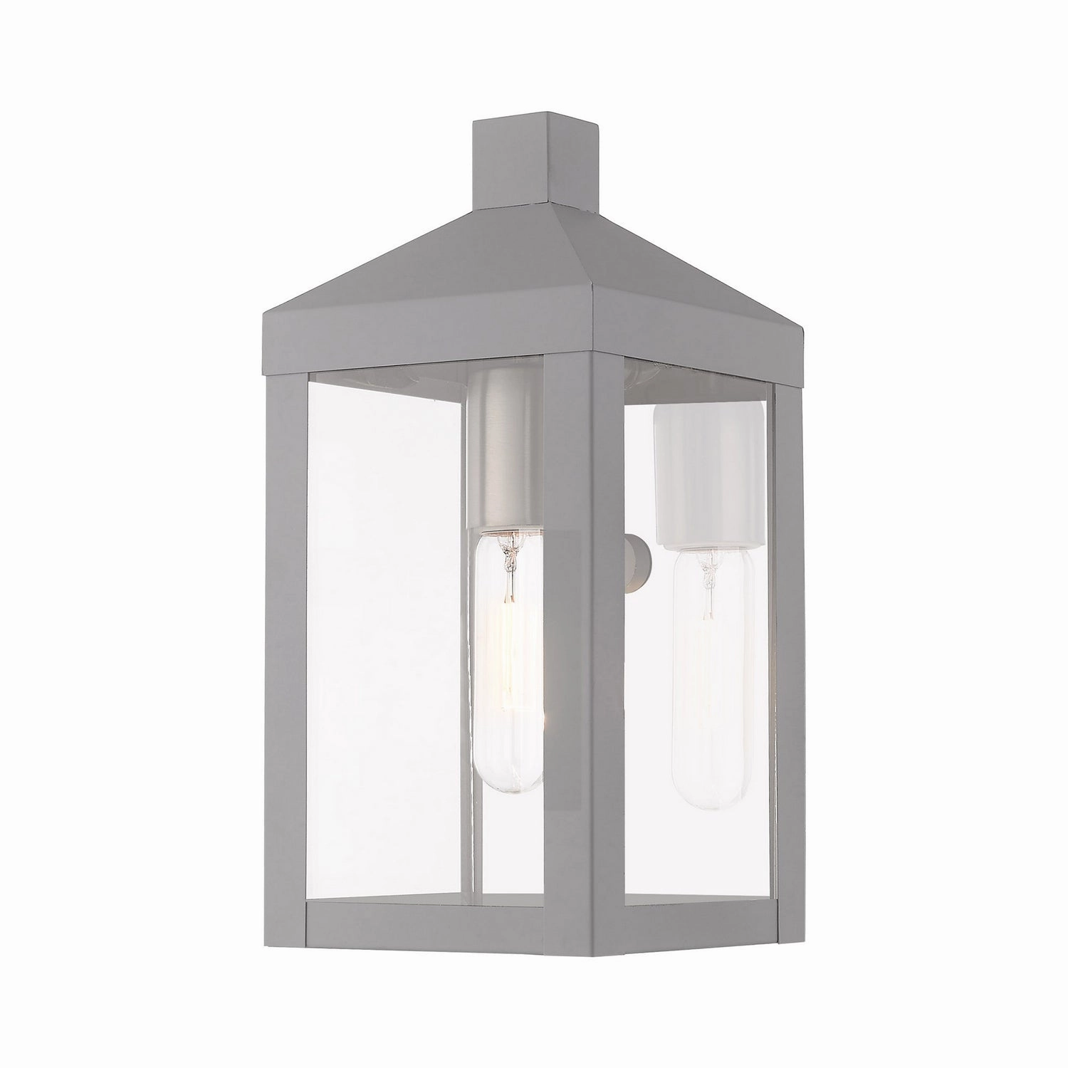 Nyack One Light Outdoor Wall Lantern Nordic Gray w/ Brushed Nickels and Polished Chrome Stainless SteelOutdoor wall sconces with motion sensor
