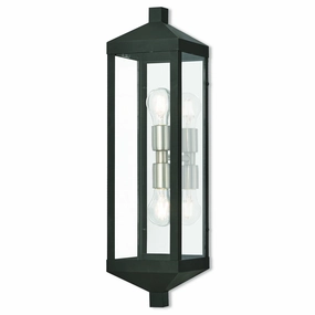 Nyack Two Light Outdoor Wall Lantern Black w/ Brushed Nickel Cluster and Polished Chrome Stainless SteelOutdoor wall sconces with motion sensor