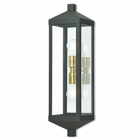 Nyack Two Light Outdoor Wall Lantern Bronze w/ Antique Brass Cluster and Polished Chrome Stainless SteelOutdoor wall sconces with motion sensor