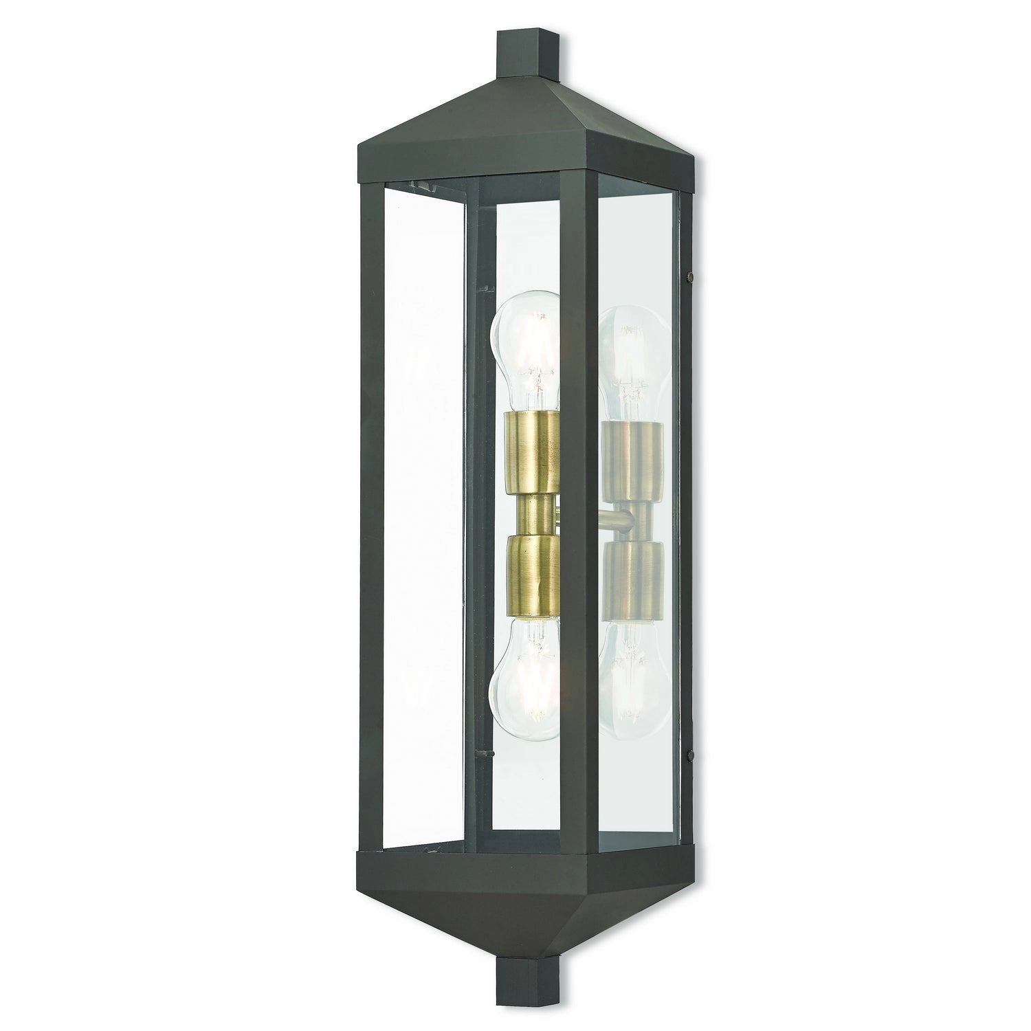 Nyack Two Light Outdoor Wall Lantern Bronze w/ Antique Brass Cluster and Polished Chrome Stainless SteelOutdoor wall sconces with motion sensor