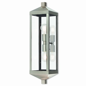 Nyack Two Light Outdoor Wall Lantern Brushed Nickel w/ Polished Chrome Stainless SteelOutdoor wall sconces with motion sensor