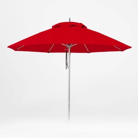 Oca 9' Octagon Outdoor Umbrella - Vermillion Red/Brushed Aluminumoutdoor patio furniture set