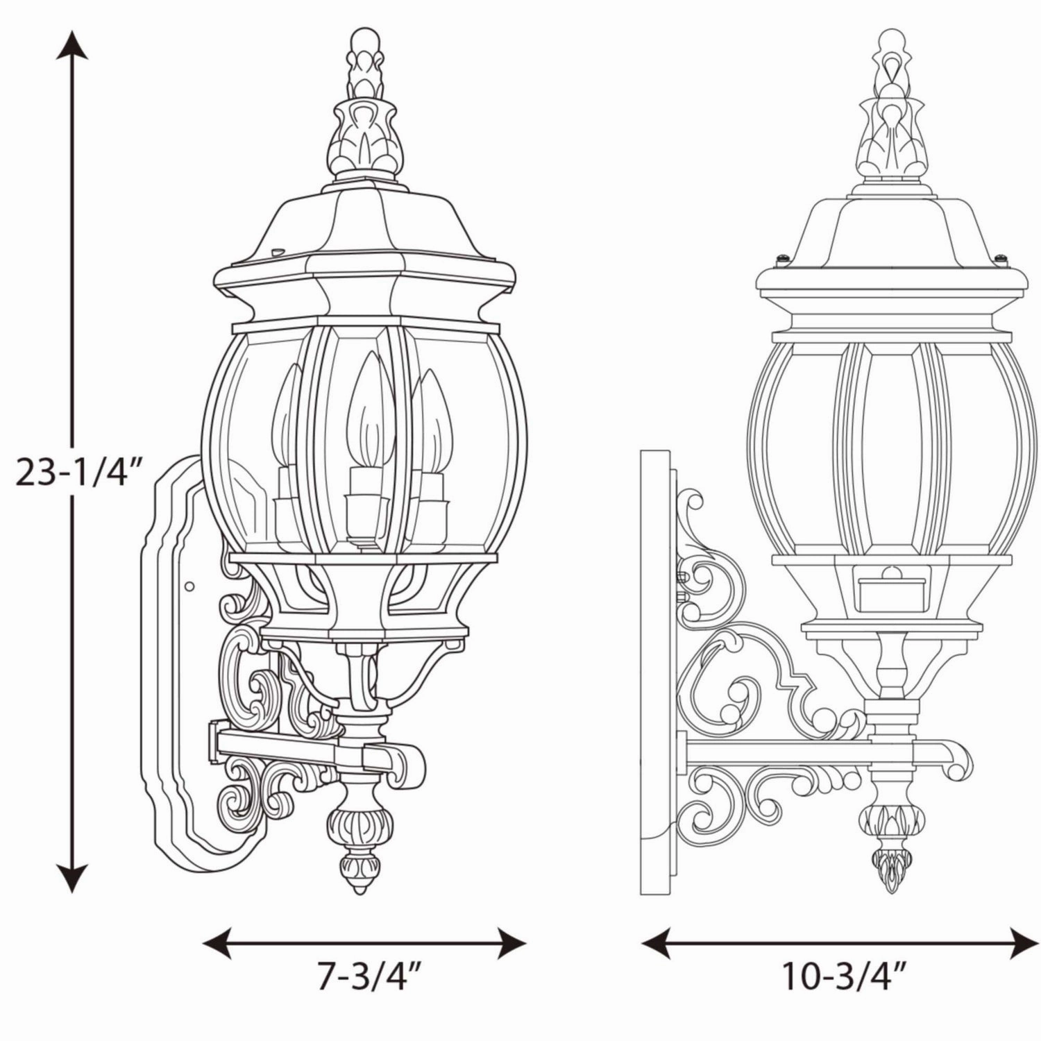 Onion Lantern Three Light Large Wall Lantern Textured Black