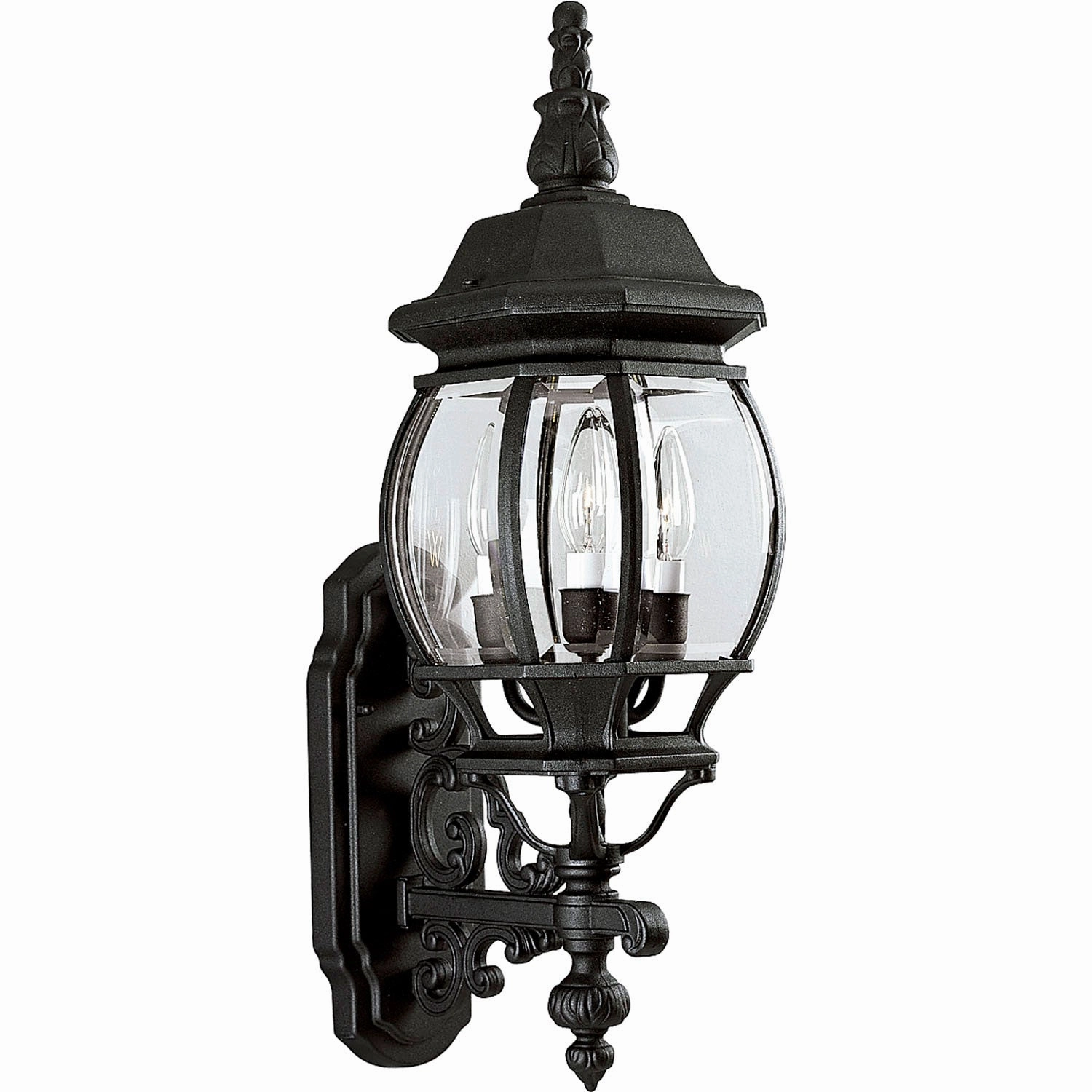 Onion Lantern Three Light Large Wall Lantern Textured BlackOutdoor wall sconces with motion sensor