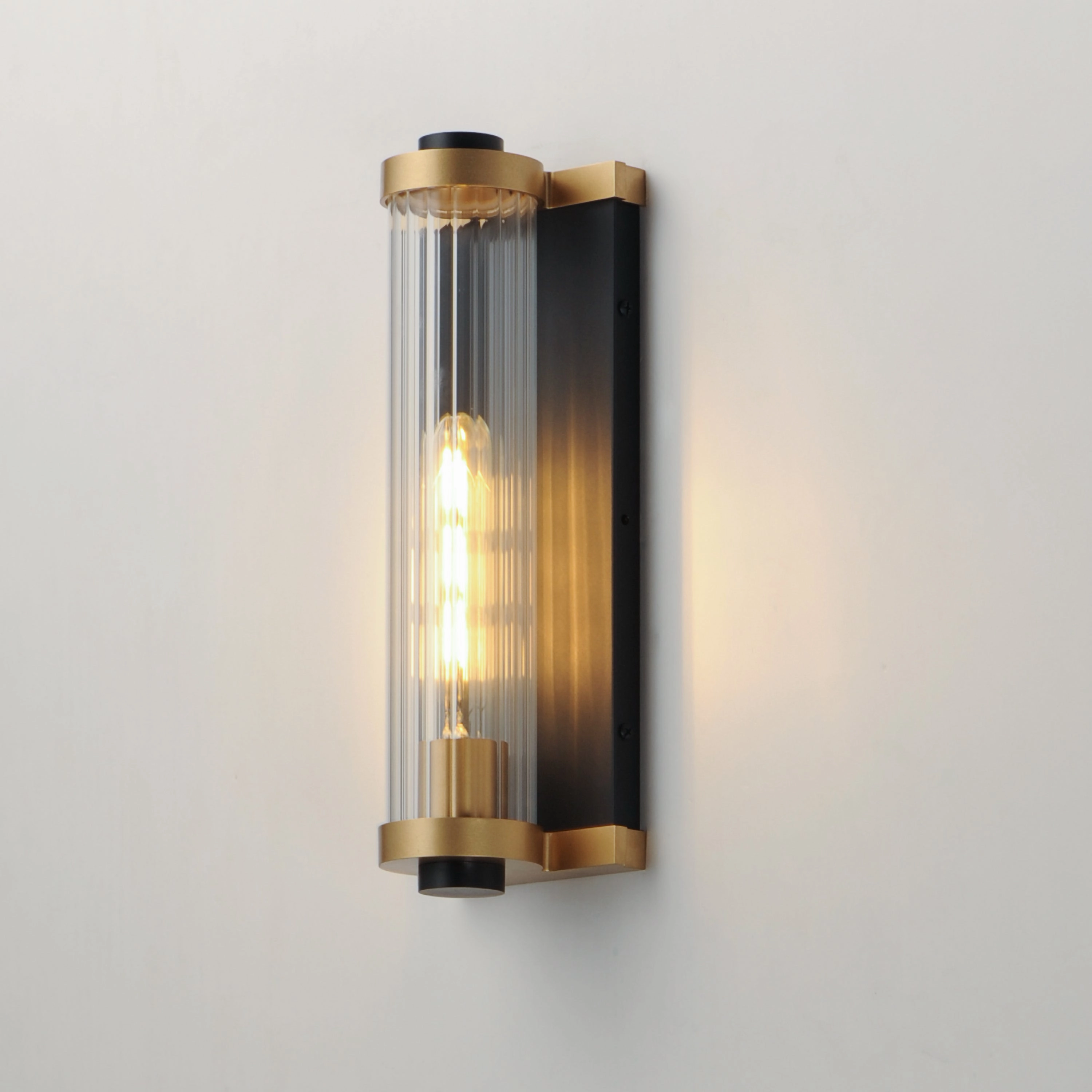 Opulent One Light Outdoor Wall Sconce Black / Antique Brass
