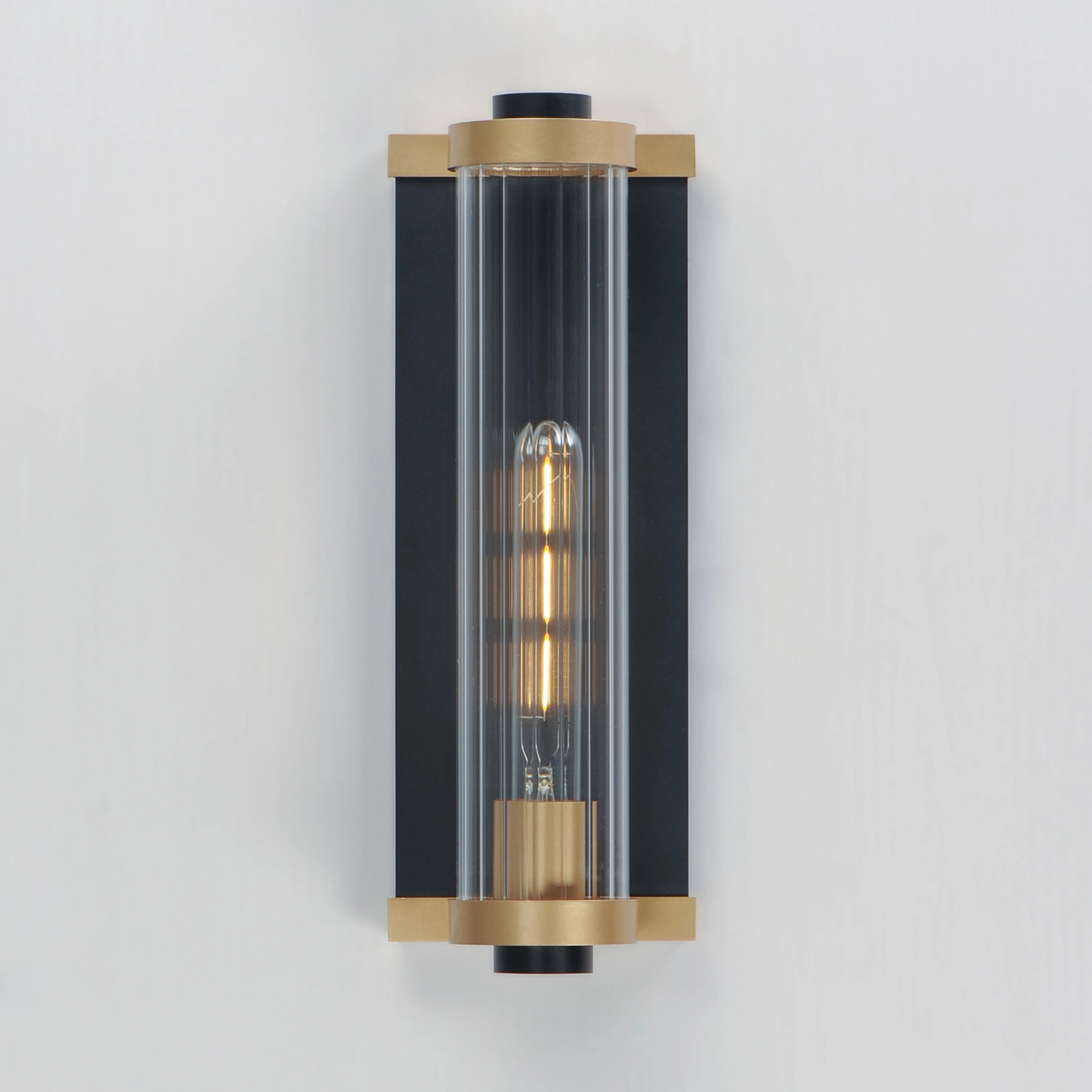 Opulent One Light Outdoor Wall Sconce Black / Antique Brass