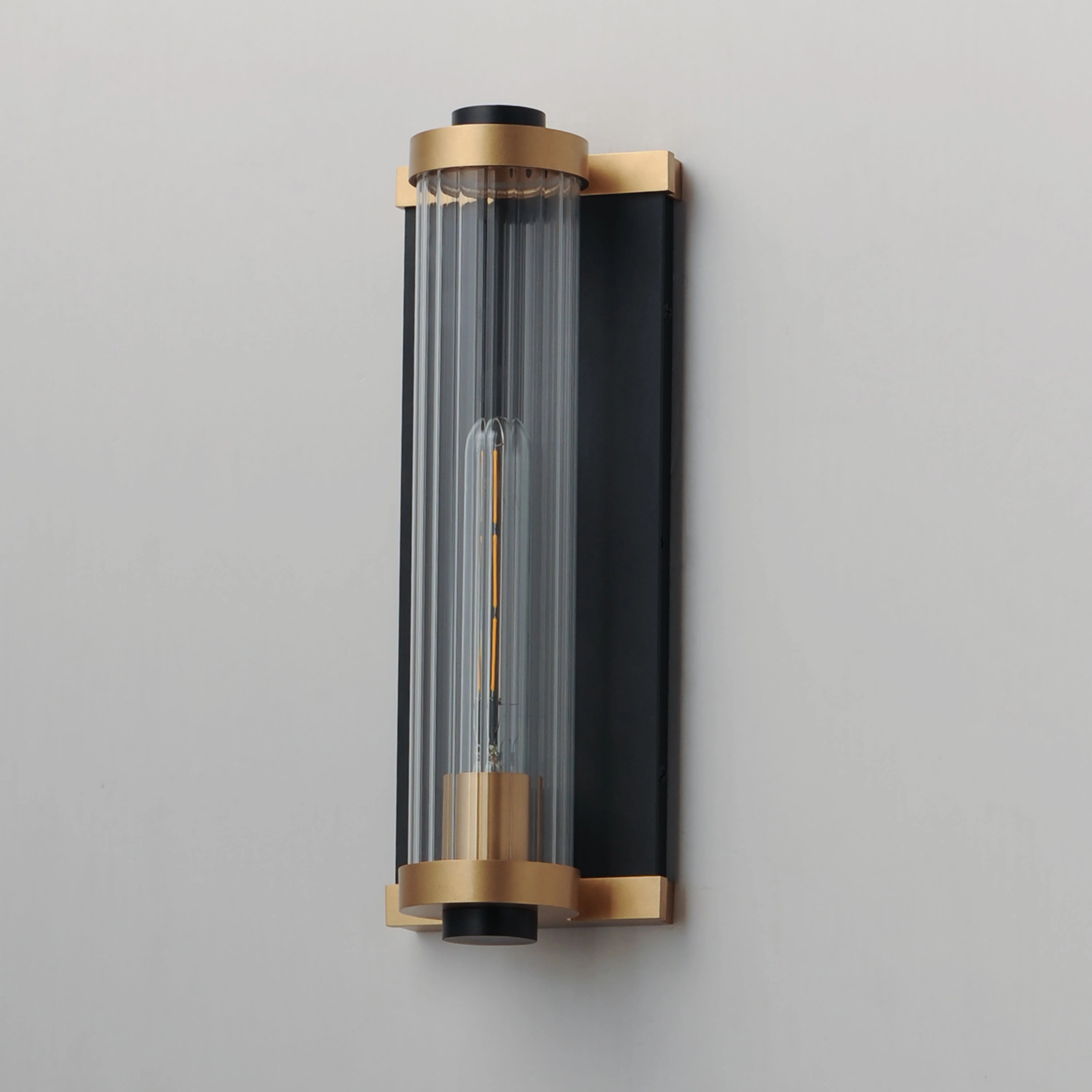 Opulent One Light Outdoor Wall Sconce Black / Antique Brass